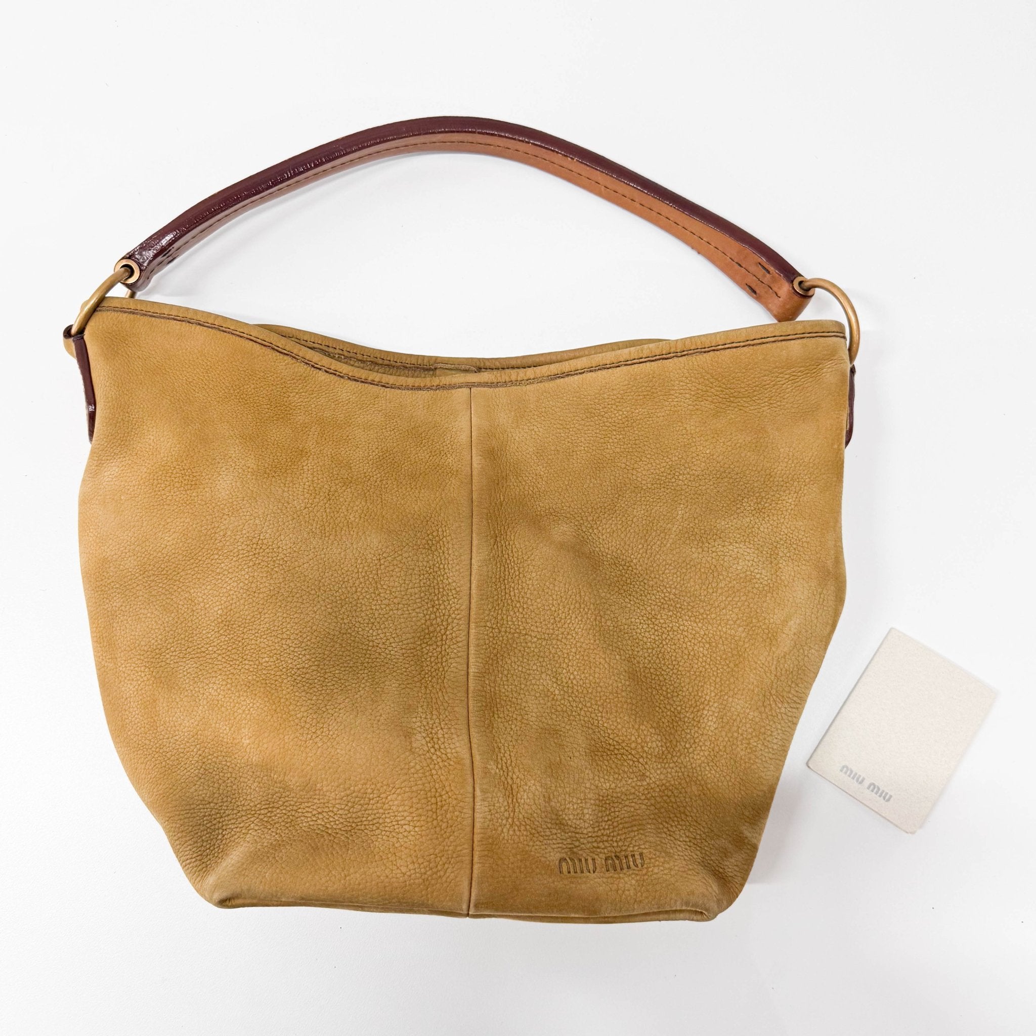 MIU MIU Caramel Suede Hobo Shoulder Bag, in , Sold by HIVE PRELOVED - Shoulder Bags, ,