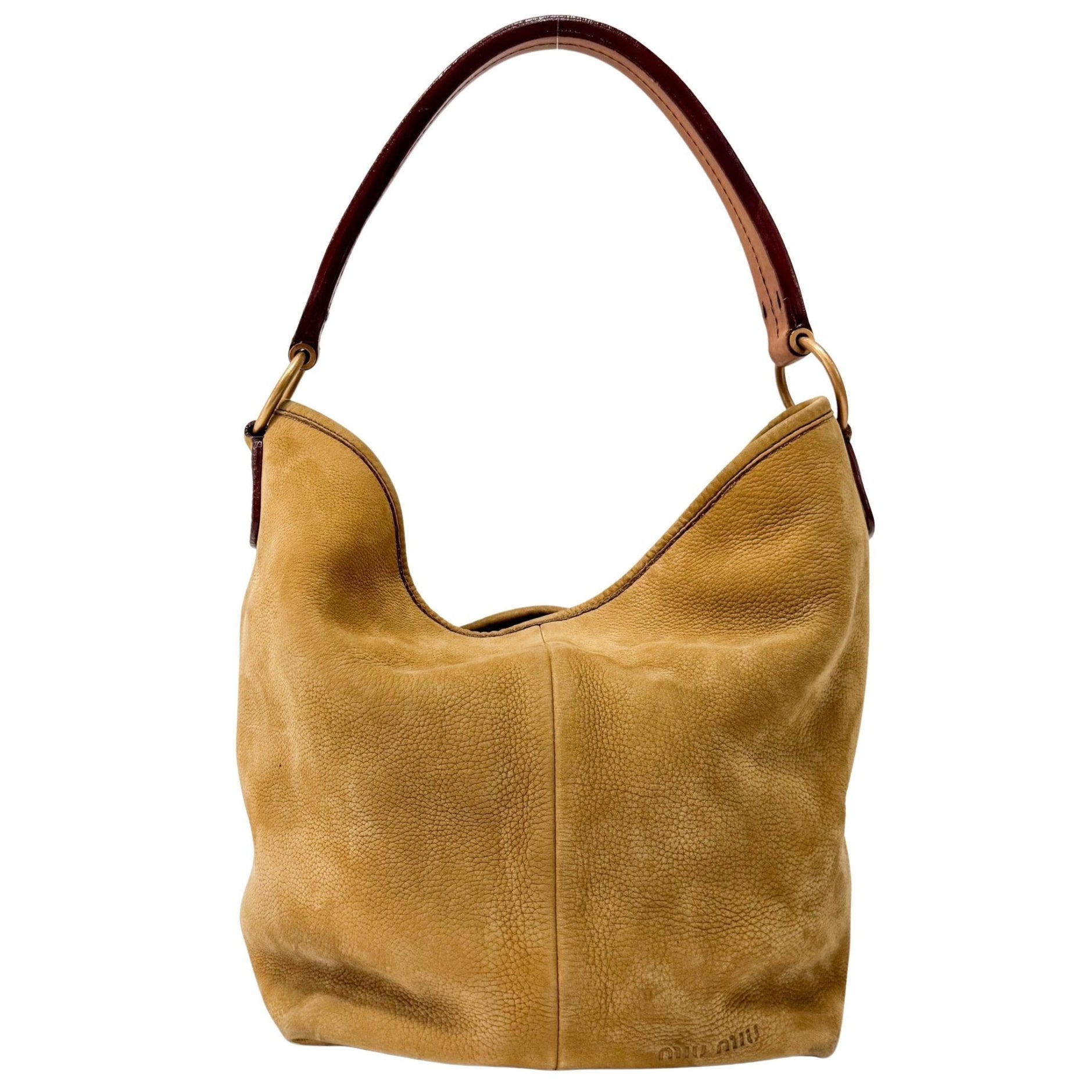 MIU MIU Caramel Suede Hobo Shoulder Bag, in , Sold by HIVE PRELOVED - Shoulder Bags, ,