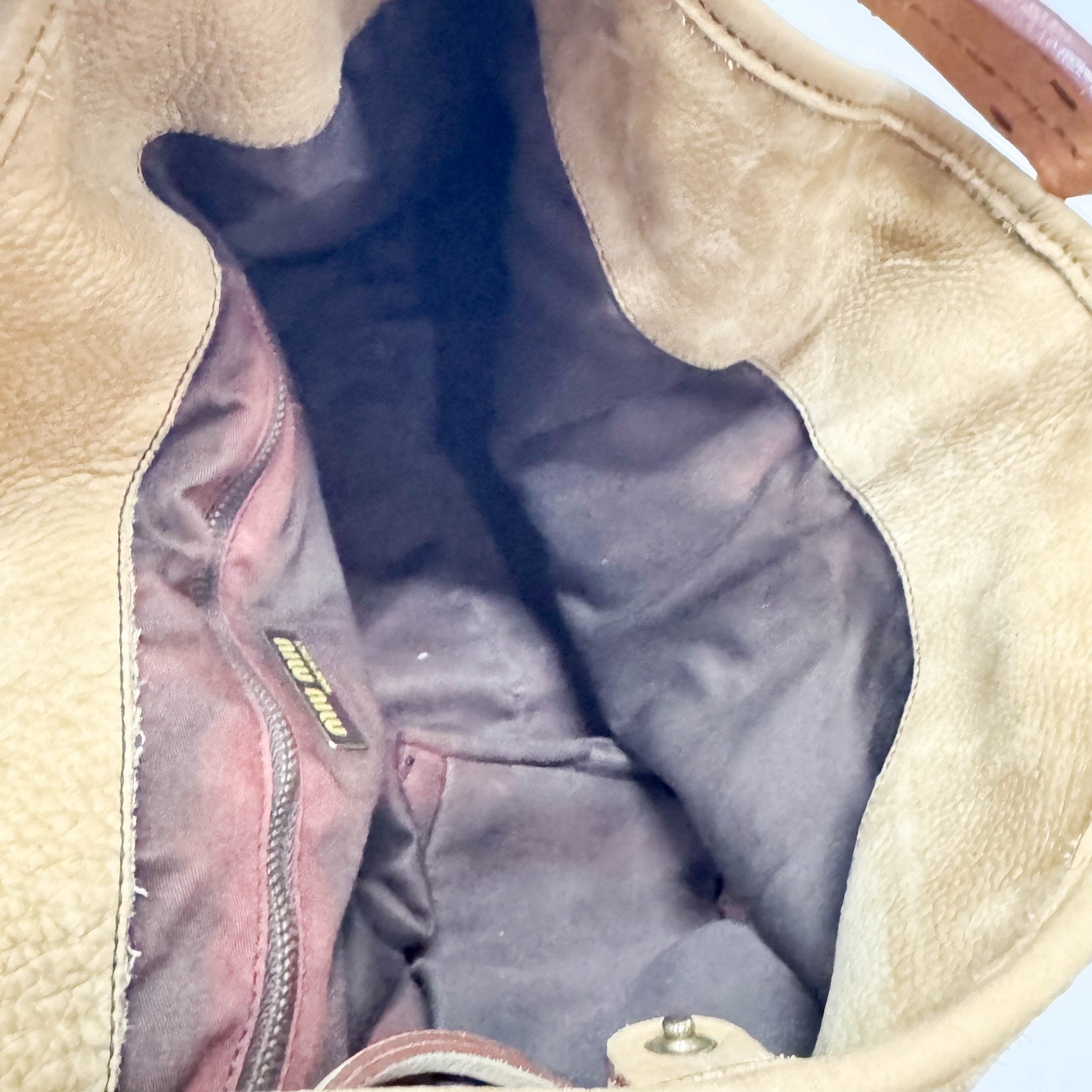 MIU MIU Caramel Suede Hobo Shoulder Bag, in , Sold by HIVE PRELOVED - Shoulder Bags, ,