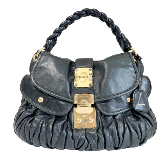 MIU MIU Coffer Black Leather Shoulder Bag, in , Sold by HIVE PRELOVED - Shoulder Bags, ,