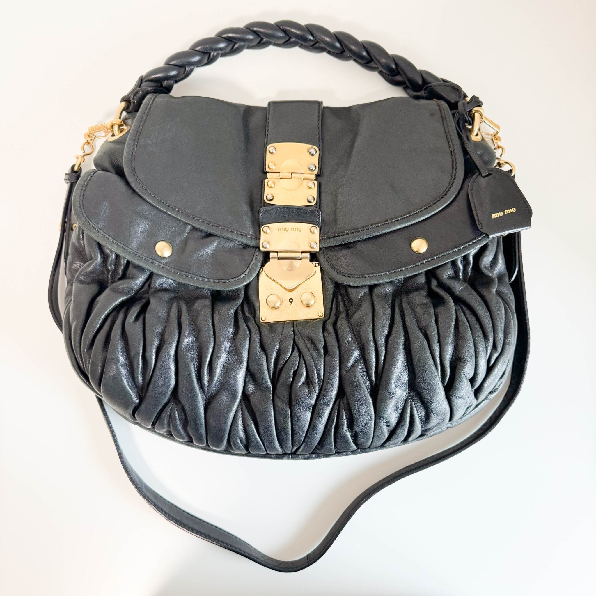 MIU MIU Coffer Black Leather Shoulder Bag, in , Sold by HIVE PRELOVED - Shoulder Bags, ,
