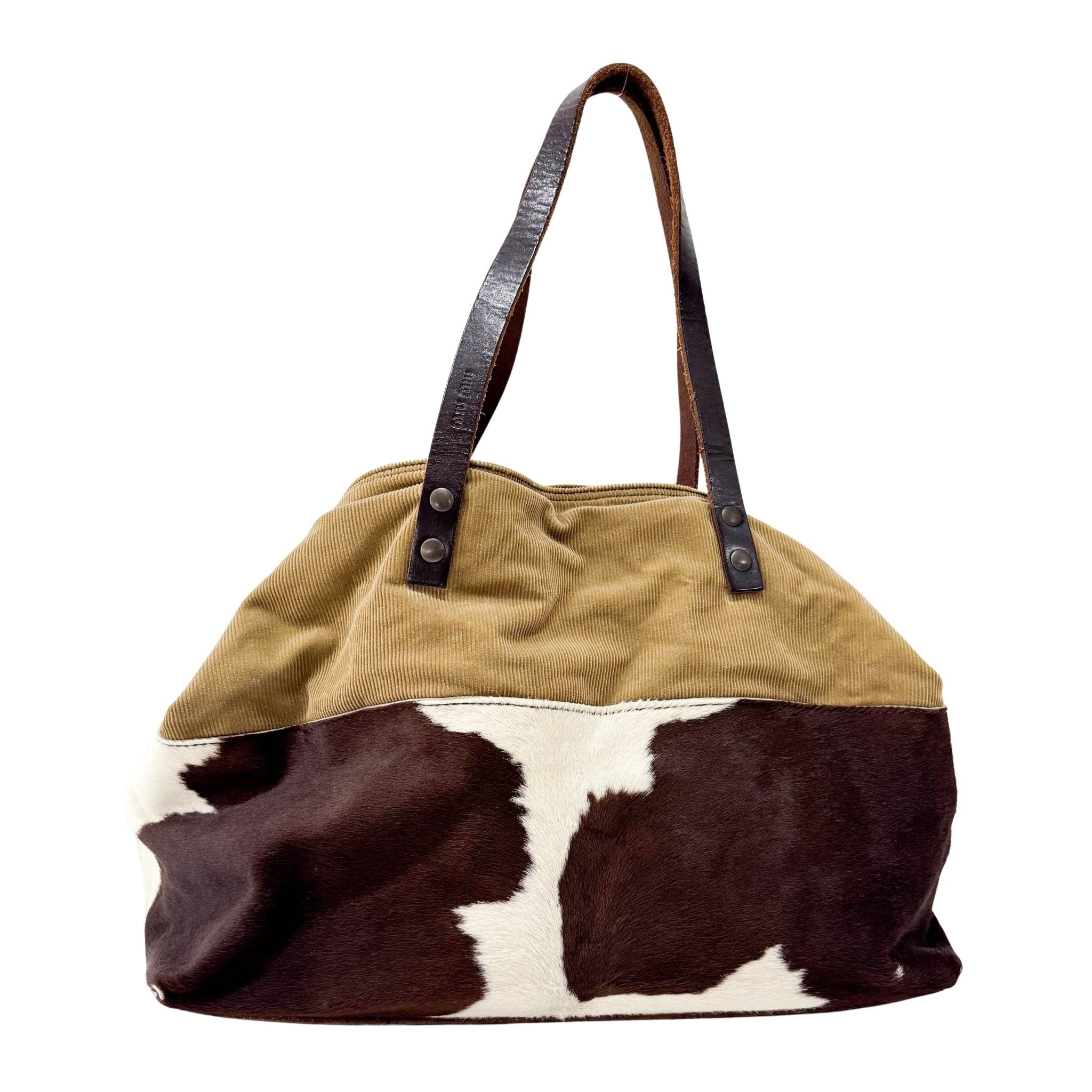 MIU MIU Cow Print Pony Hair Tote Shoulder Bag, in , Sold by HIVE PRELOVED - Shoulder Bags, Totes,