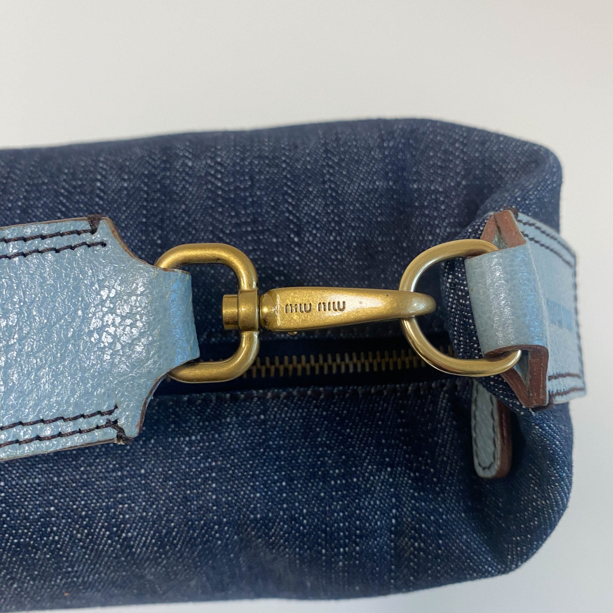 MIU MIU Denim Pouch Bag, in , Sold by HIVE PRELOVED - Pouches, ,