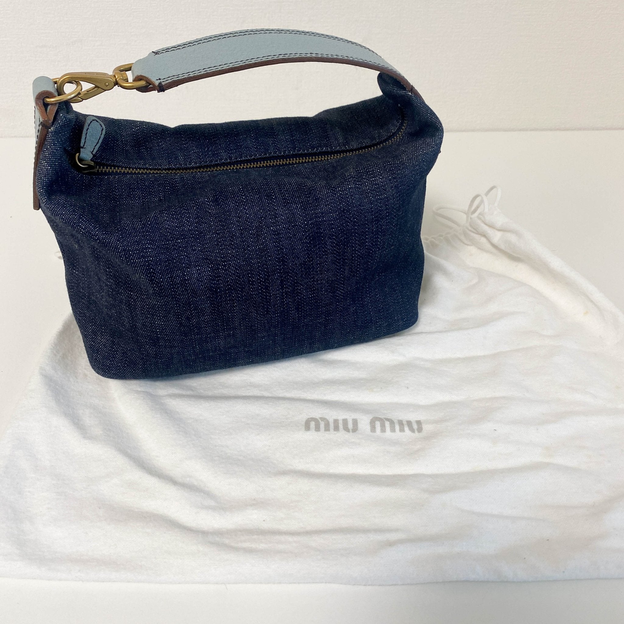 MIU MIU Denim Pouch Bag, in , Sold by HIVE PRELOVED - Pouches, ,