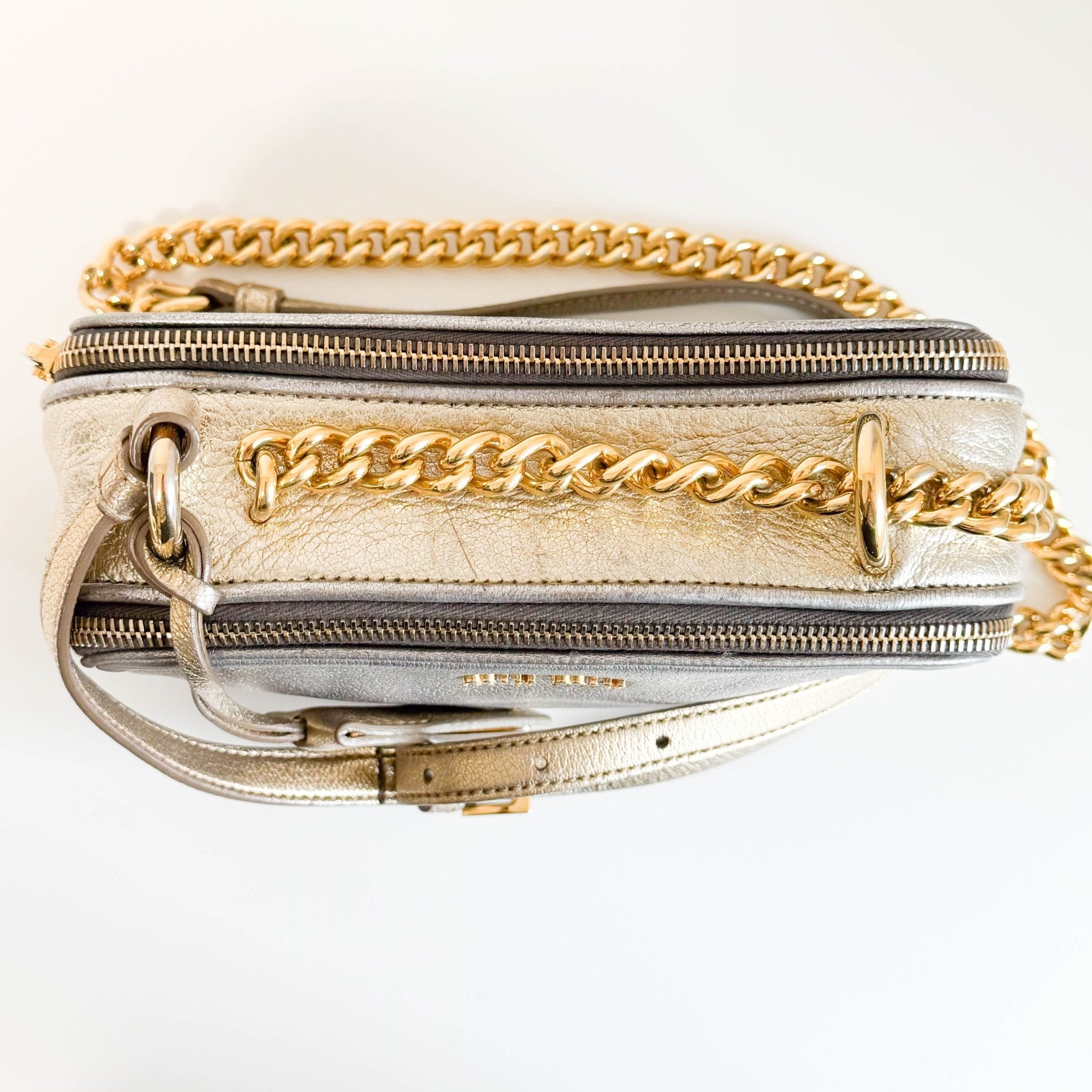 MIU MIU Gold and Silver Leather Camera Crossbody Bag, in , Sold by HIVE PRELOVED - Crossbody bags, ,