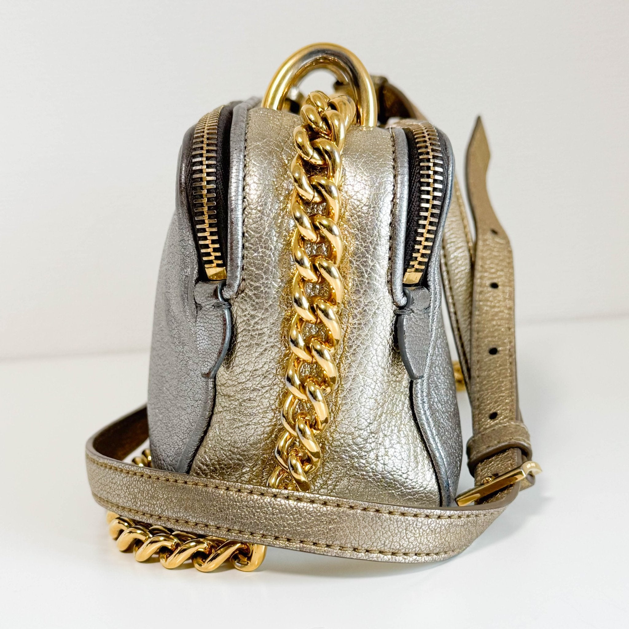 MIU MIU Gold and Silver Leather Camera Crossbody Bag, in , Sold by HIVE PRELOVED - Crossbody bags, ,