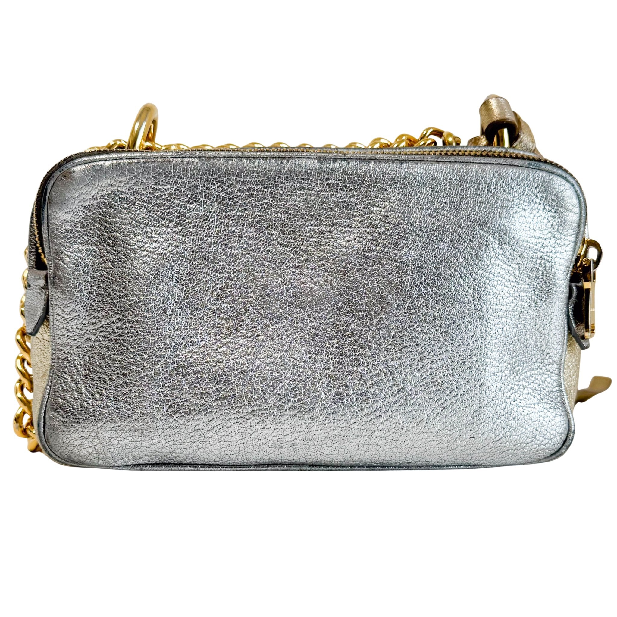 MIU MIU Gold and Silver Leather Camera Crossbody Bag, in , Sold by HIVE PRELOVED - Crossbody bags, ,