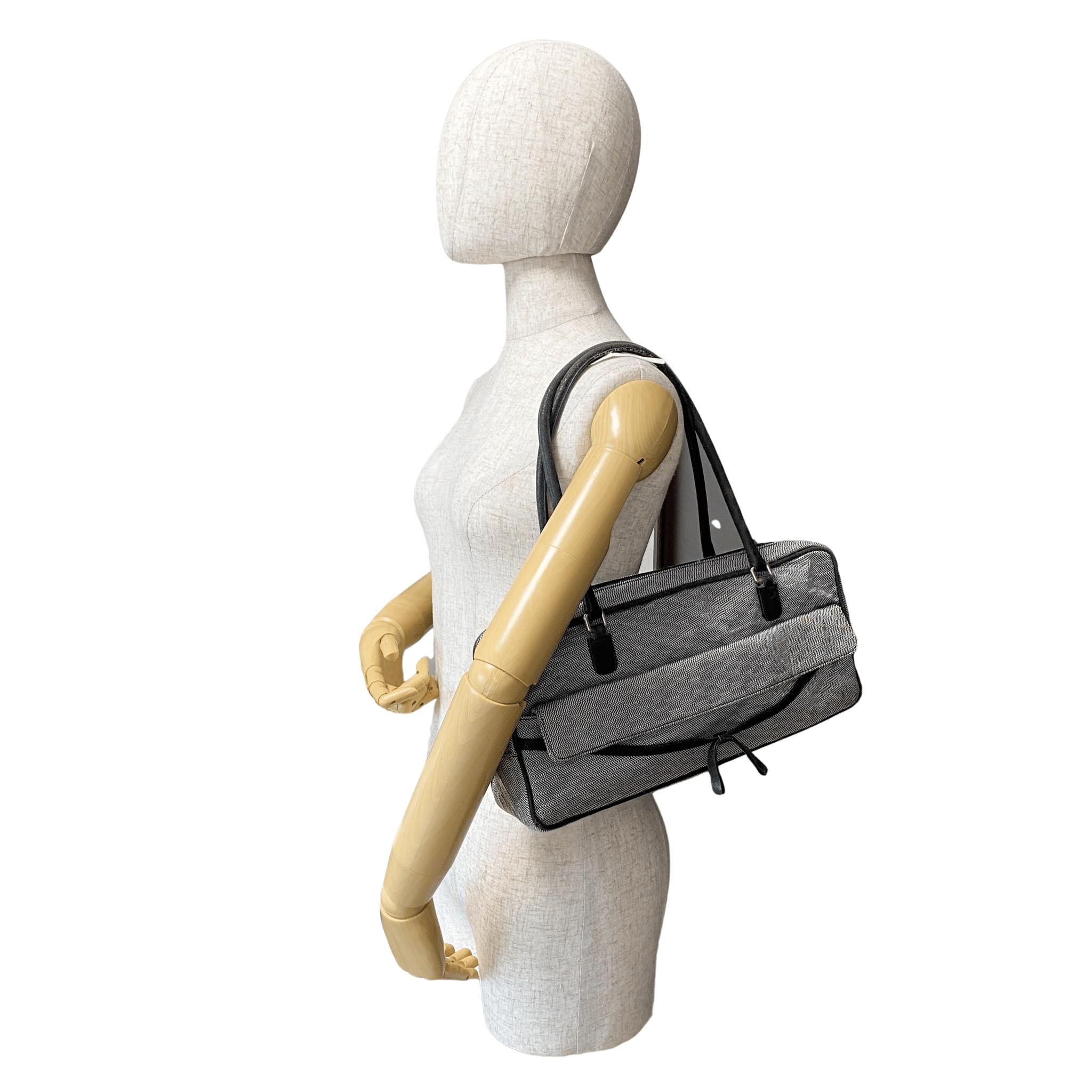 MIU MIU Horizontal Canvas Grey Handbag, in , Sold by HIVE PRELOVED - Shoulder Bags, ,