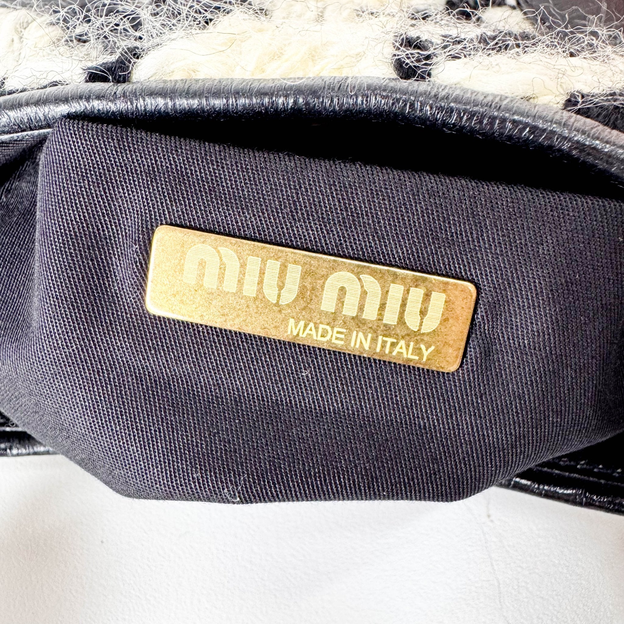 MIU MIU Houndstooth Wool B&W Mini Handle Bag, in , Sold by HIVE PRELOVED - Handle Bags, ,