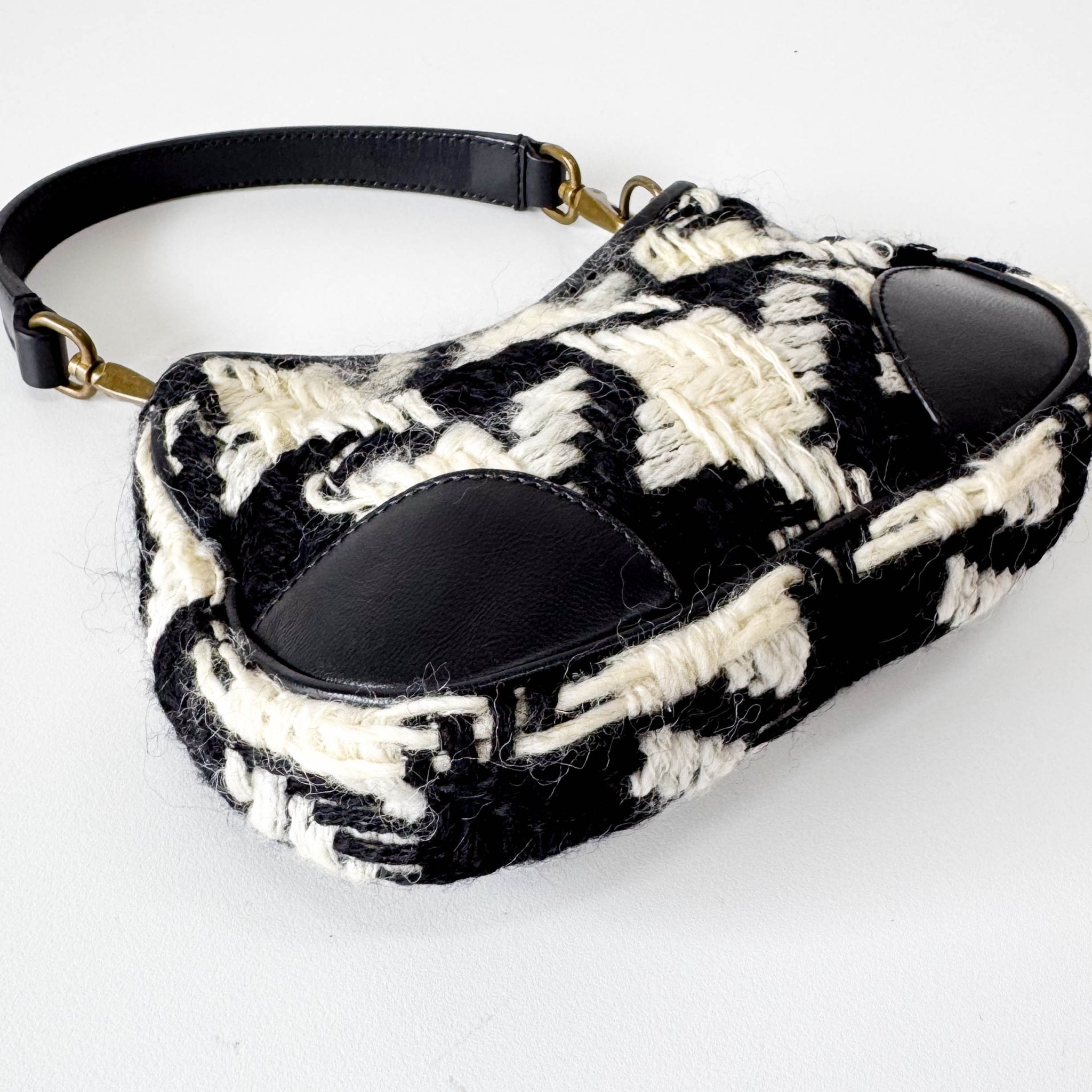 MIU MIU Houndstooth Wool B&W Mini Handle Bag, in , Sold by HIVE PRELOVED - Handle Bags, ,