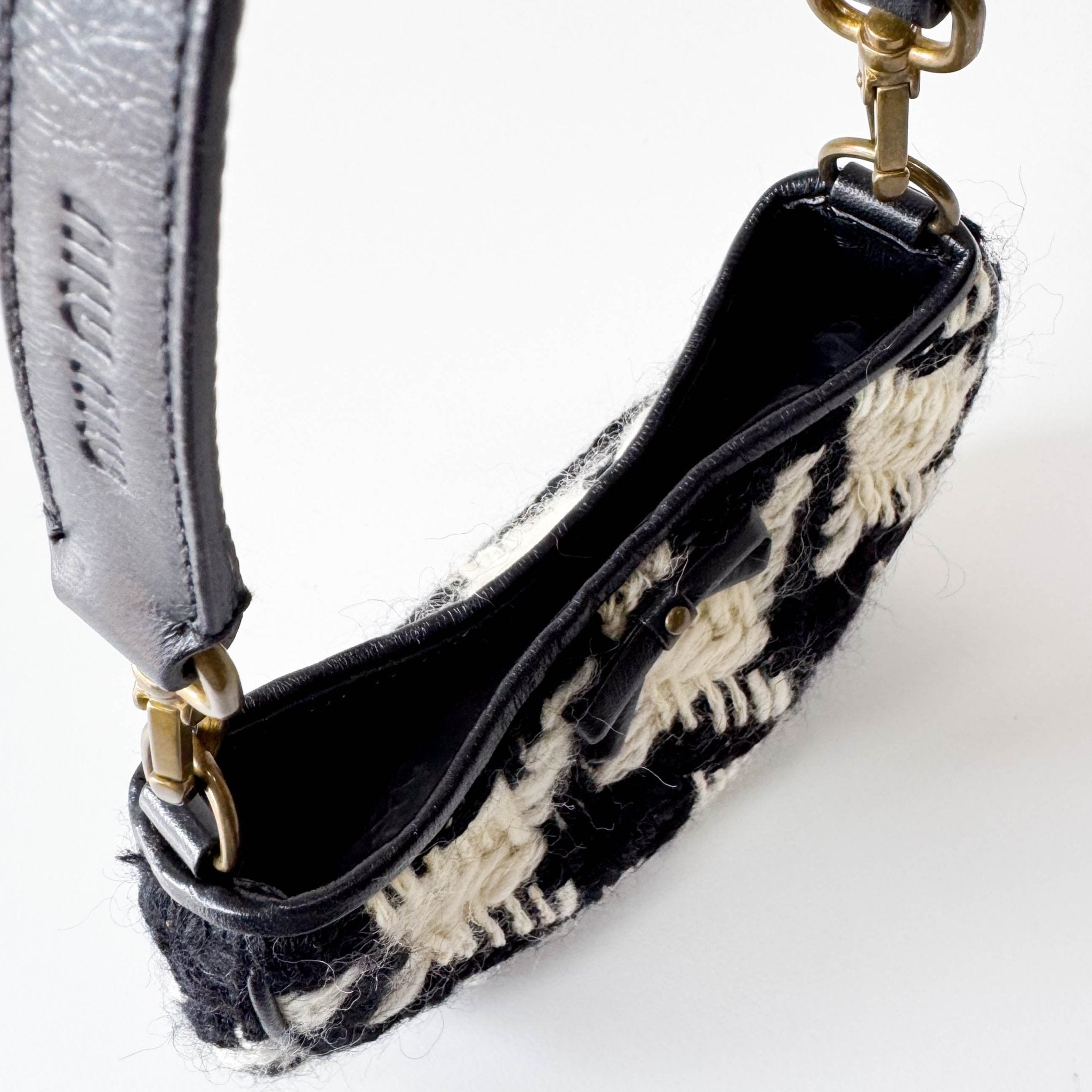 MIU MIU Houndstooth Wool B&W Mini Handle Bag, in , Sold by HIVE PRELOVED - Handle Bags, ,