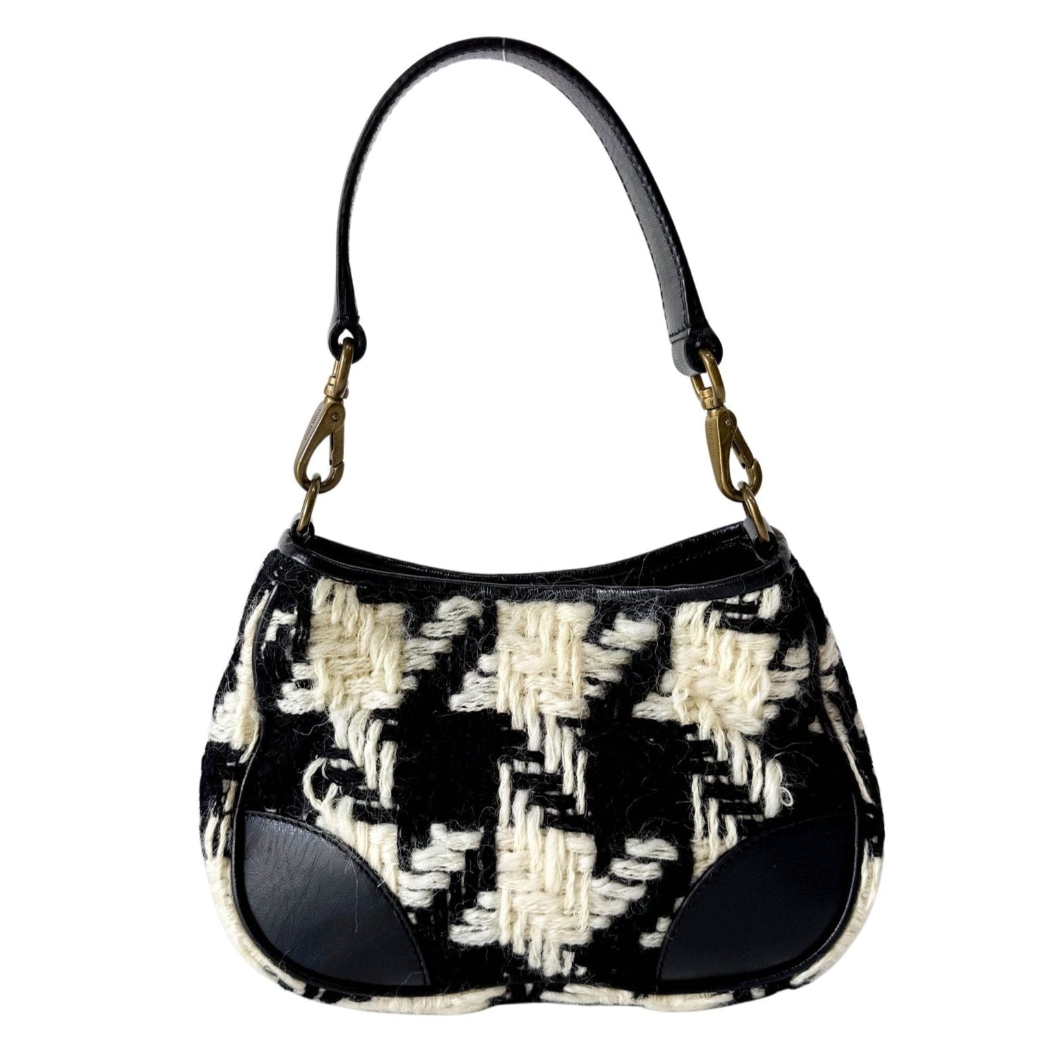 MIU MIU Houndstooth Wool B&W Mini Handle Bag, in , Sold by HIVE PRELOVED - Handle Bags, ,