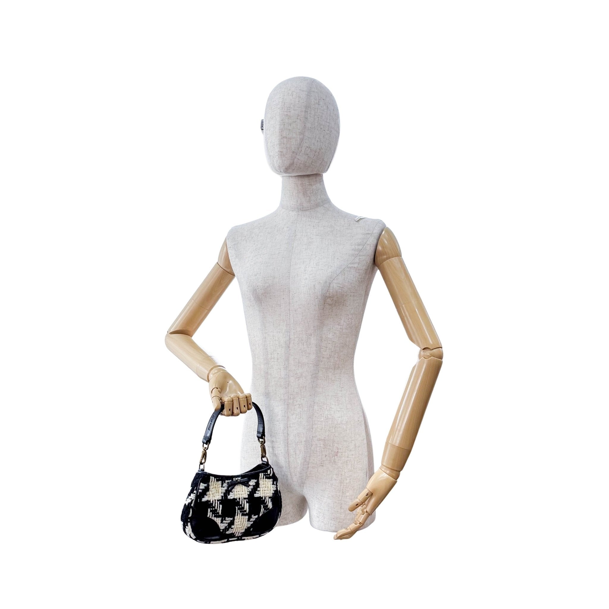 MIU MIU Houndstooth Wool B&W Mini Handle Bag, in , Sold by HIVE PRELOVED - Handle Bags, ,