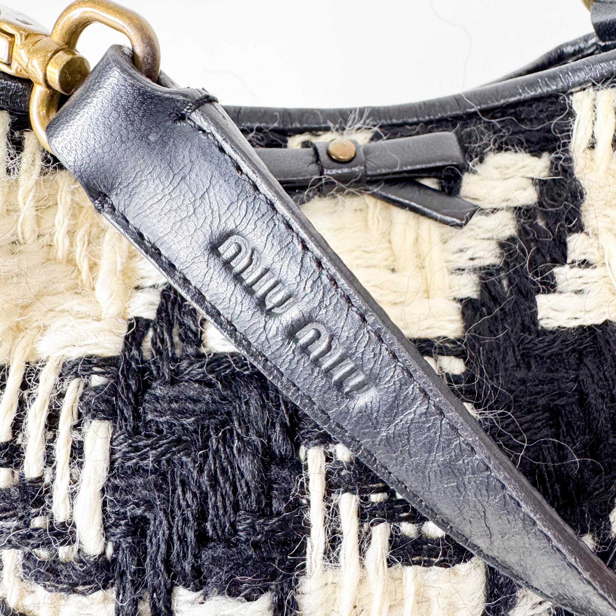 MIU MIU Houndstooth Wool B&W Mini Handle Bag, in , Sold by HIVE PRELOVED - Handle Bags, ,