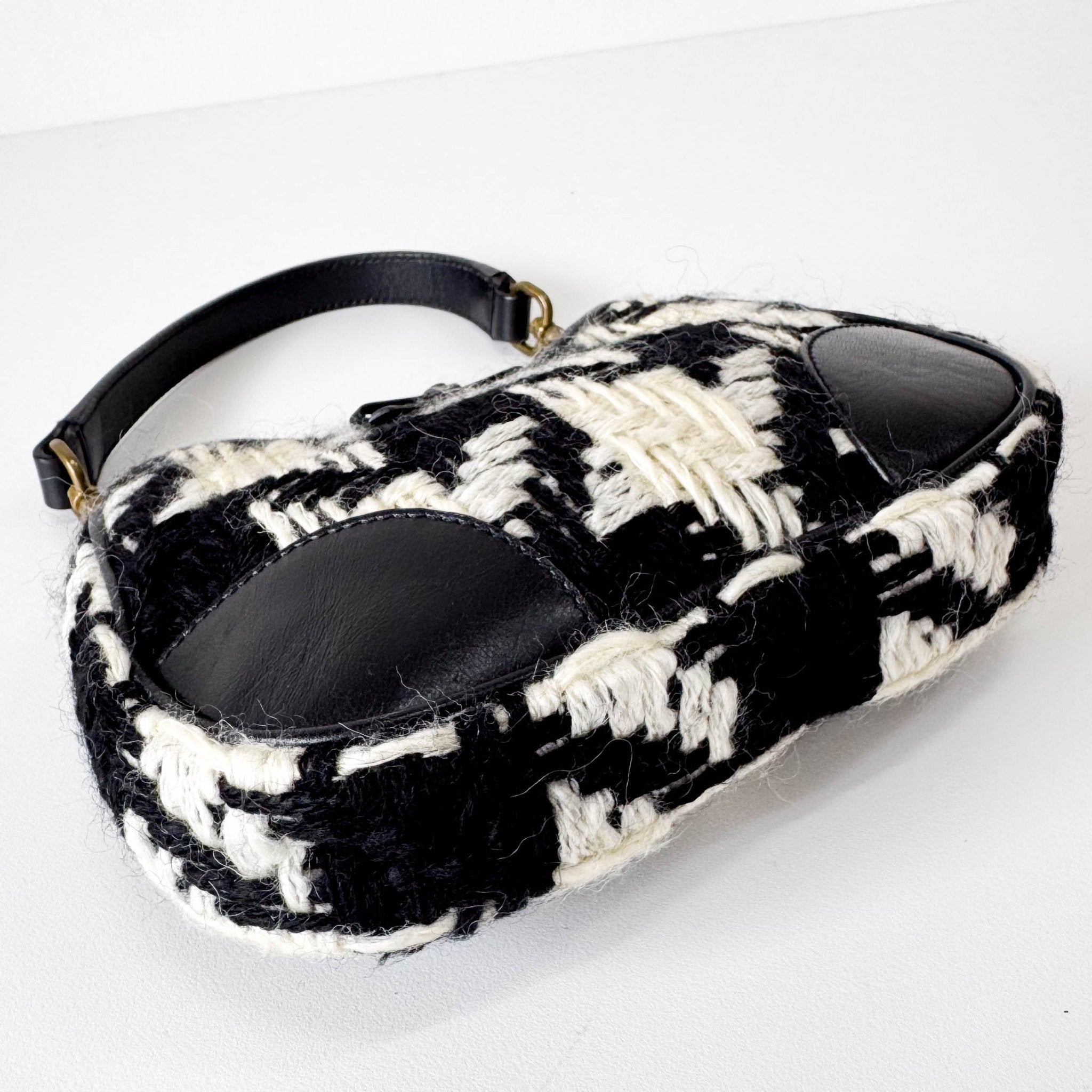 MIU MIU Houndstooth Wool B&W Mini Handle Bag, in , Sold by HIVE PRELOVED - Handle Bags, ,