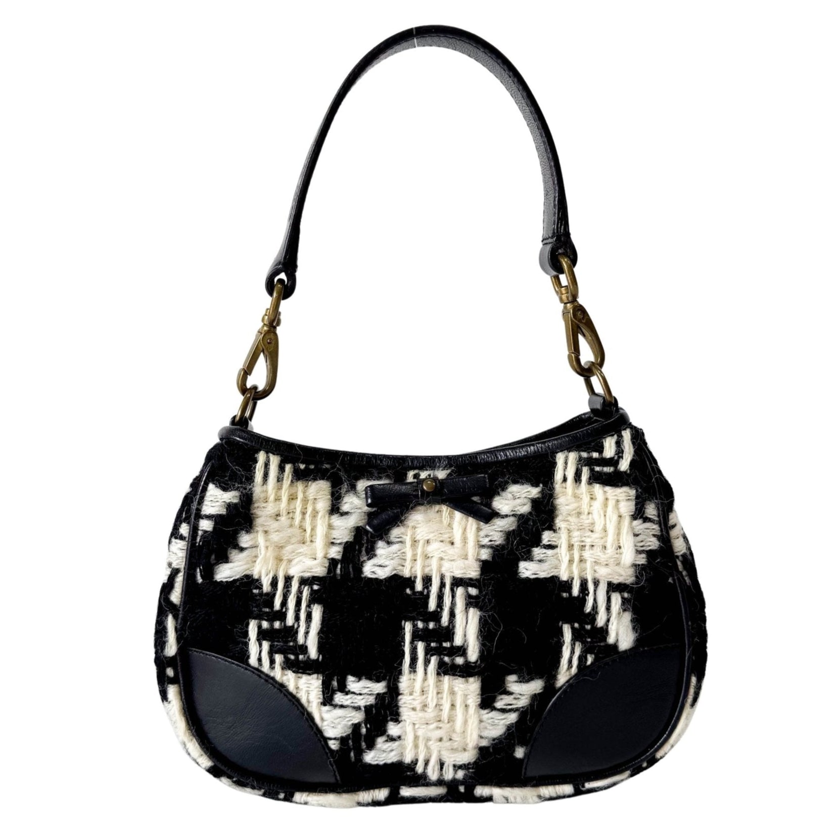 MIU MIU Houndstooth Wool B&W Mini Handle Bag, in , Sold by HIVE PRELOVED - Handle Bags, ,