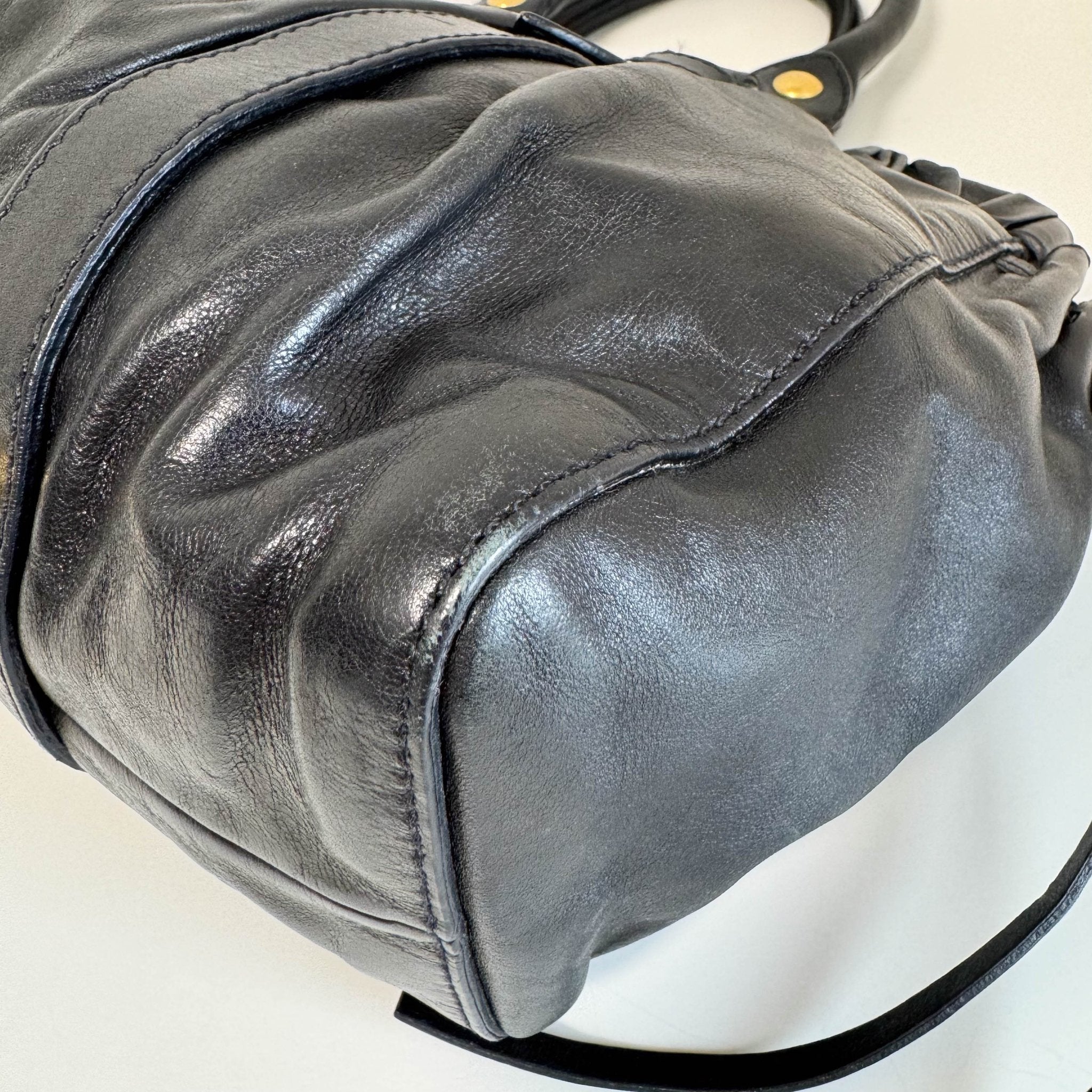 MIU MIU Leather Black Gathered Handle Shoulder Bag, in , Sold by HIVE PRELOVED - Handle Bags, ,