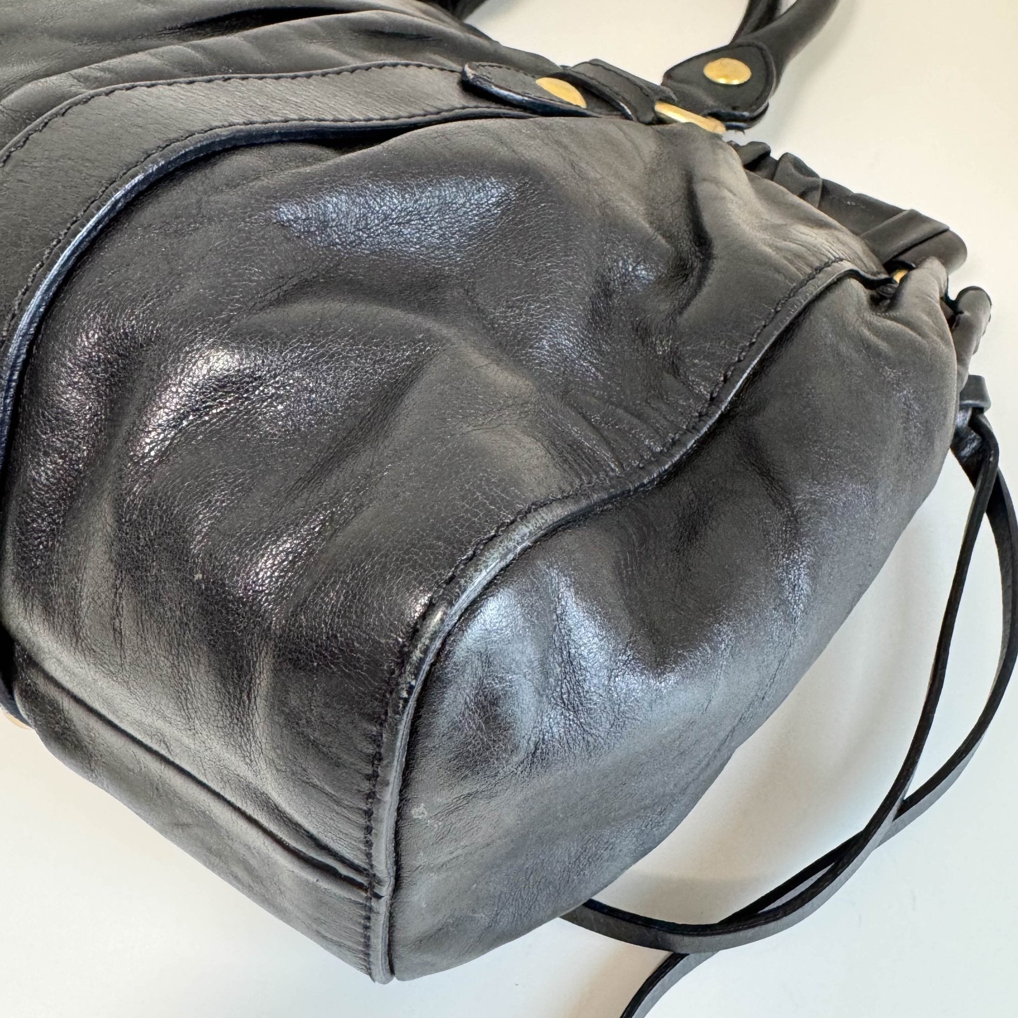 MIU MIU Leather Black Gathered Handle Shoulder Bag, in , Sold by HIVE PRELOVED - Handle Bags, ,
