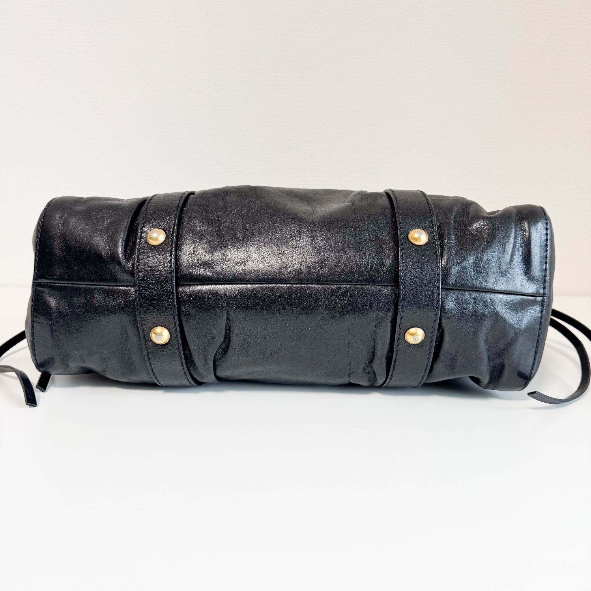 MIU MIU Leather Black Gathered Handle Shoulder Bag, in , Sold by HIVE PRELOVED - Handle Bags, ,
