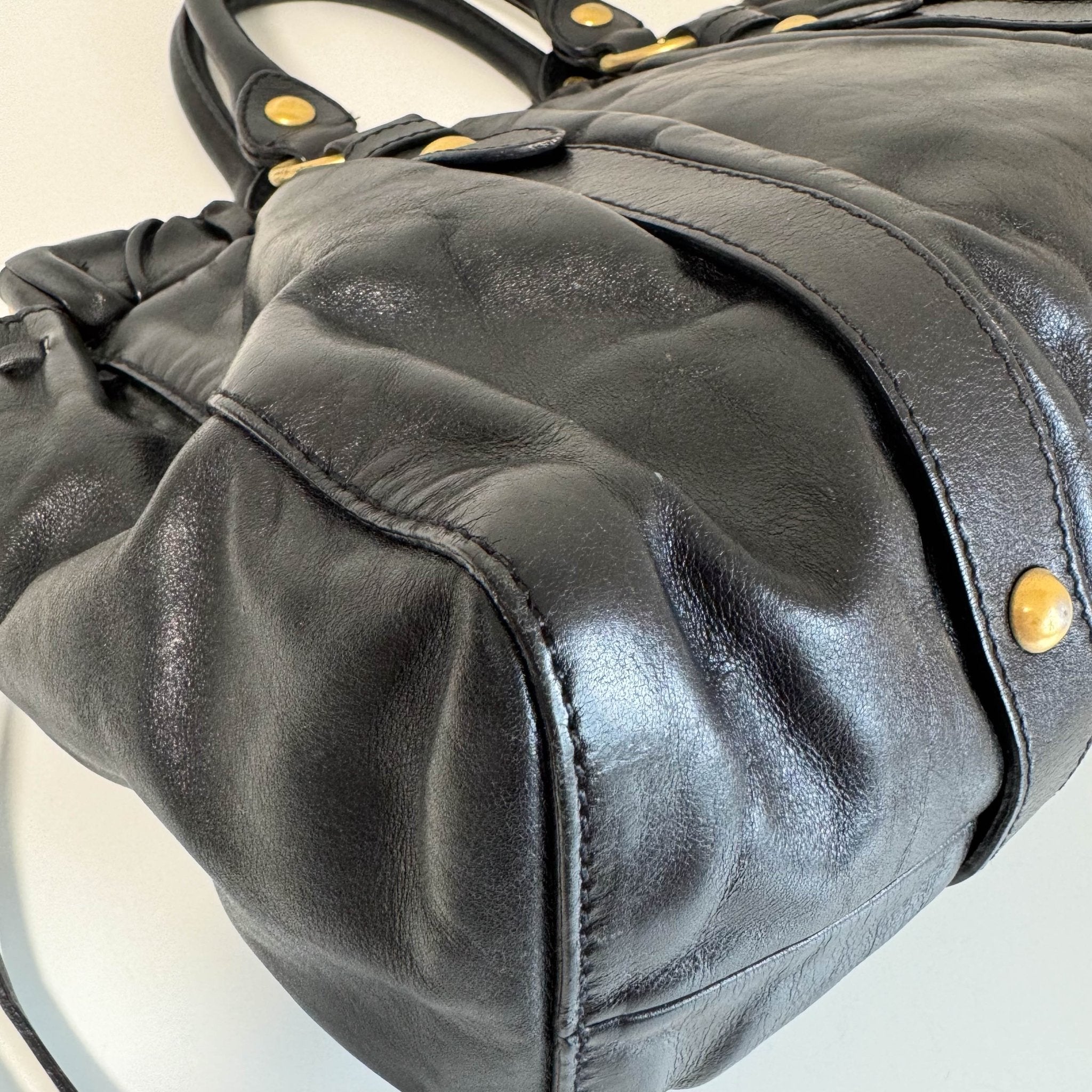 MIU MIU Leather Black Gathered Handle Shoulder Bag, in , Sold by HIVE PRELOVED - Handle Bags, ,