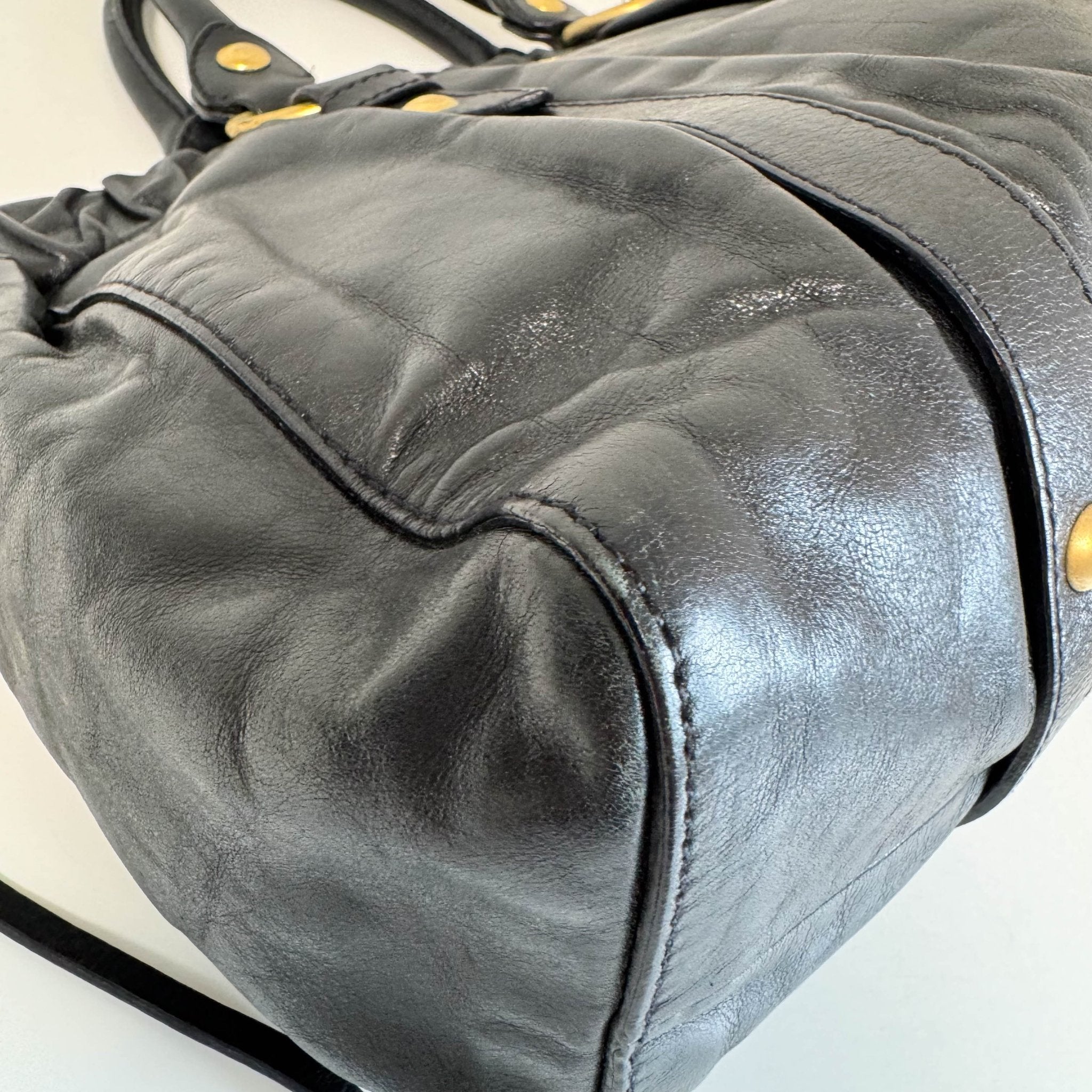 MIU MIU Leather Black Gathered Handle Shoulder Bag, in , Sold by HIVE PRELOVED - Handle Bags, ,