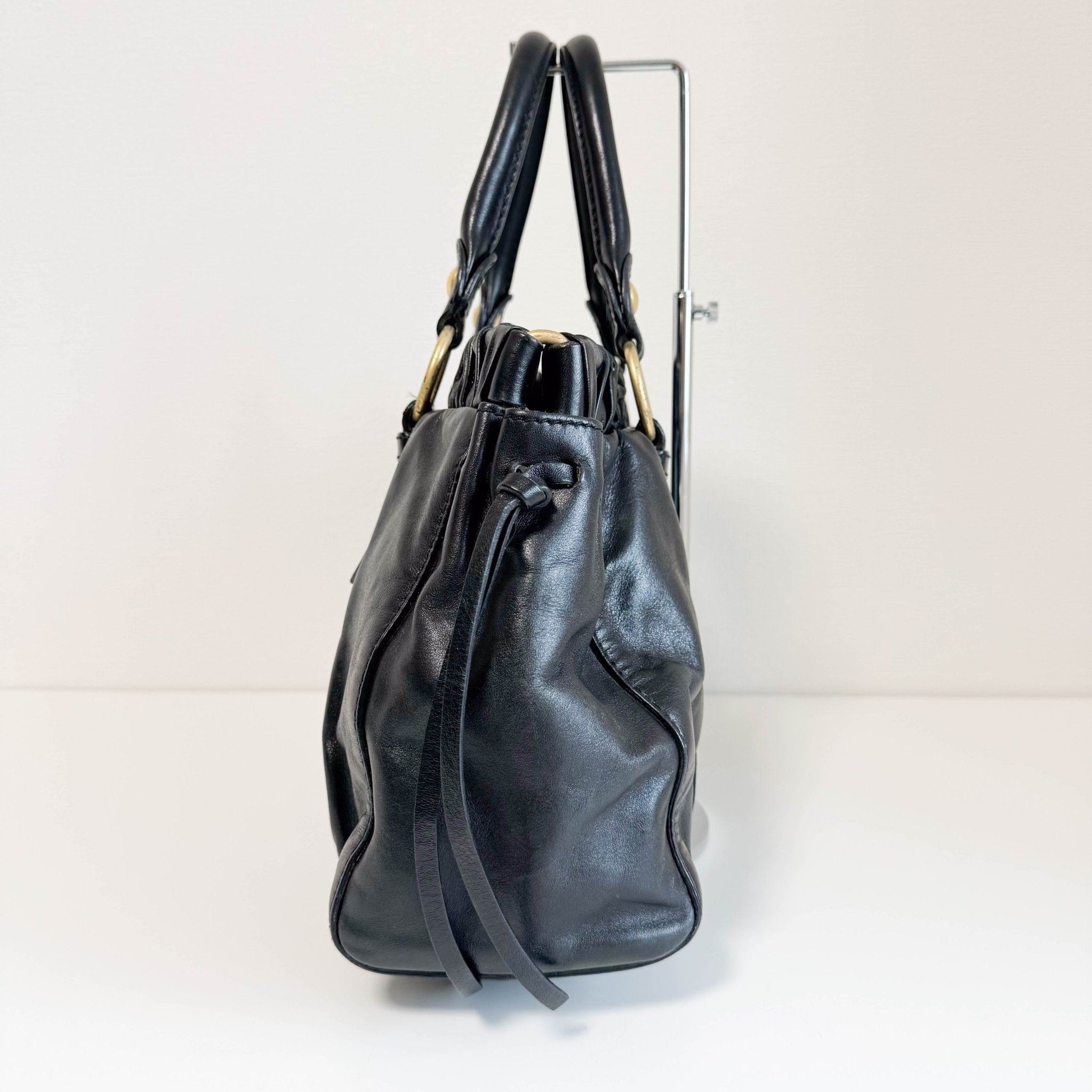 MIU MIU Leather Black Gathered Handle Shoulder Bag, in , Sold by HIVE PRELOVED - Handle Bags, ,