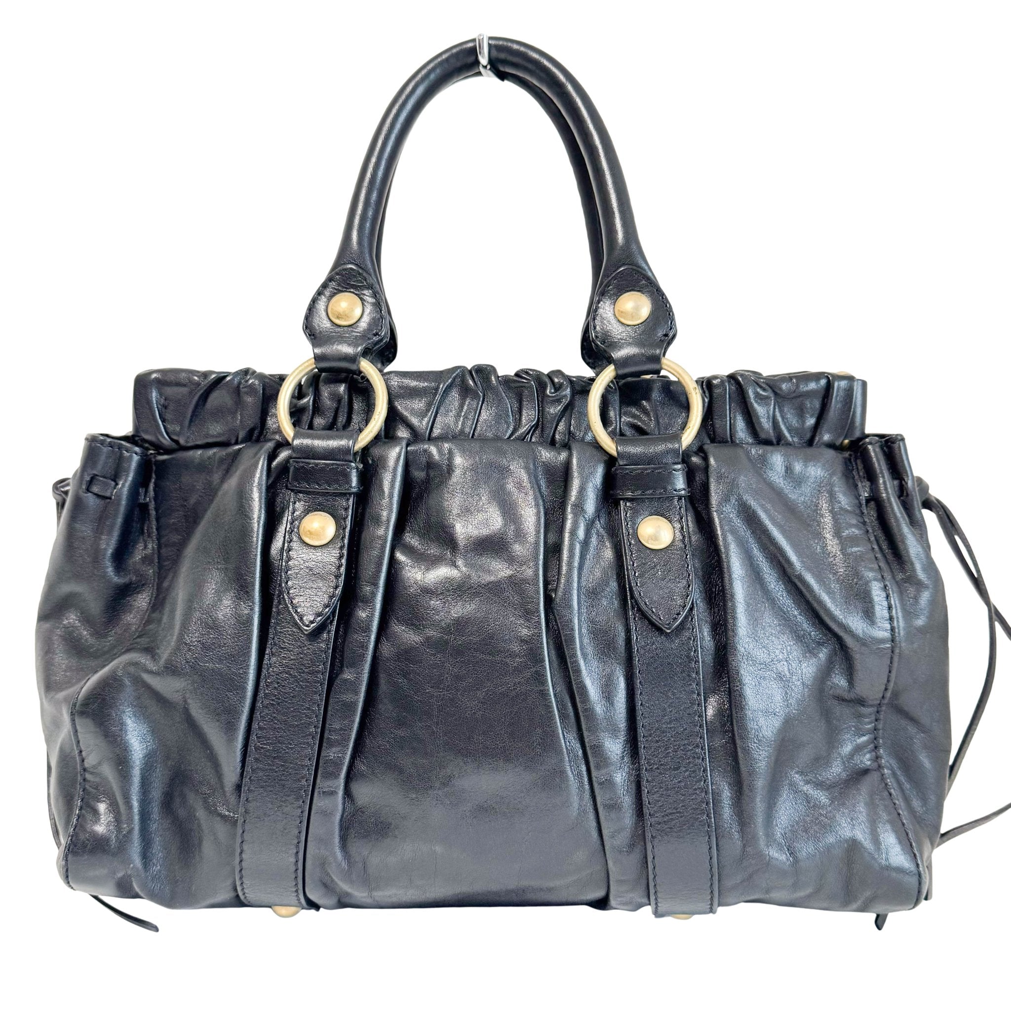 MIU MIU Leather Black Gathered Handle Shoulder Bag, in , Sold by HIVE PRELOVED - Handle Bags, ,