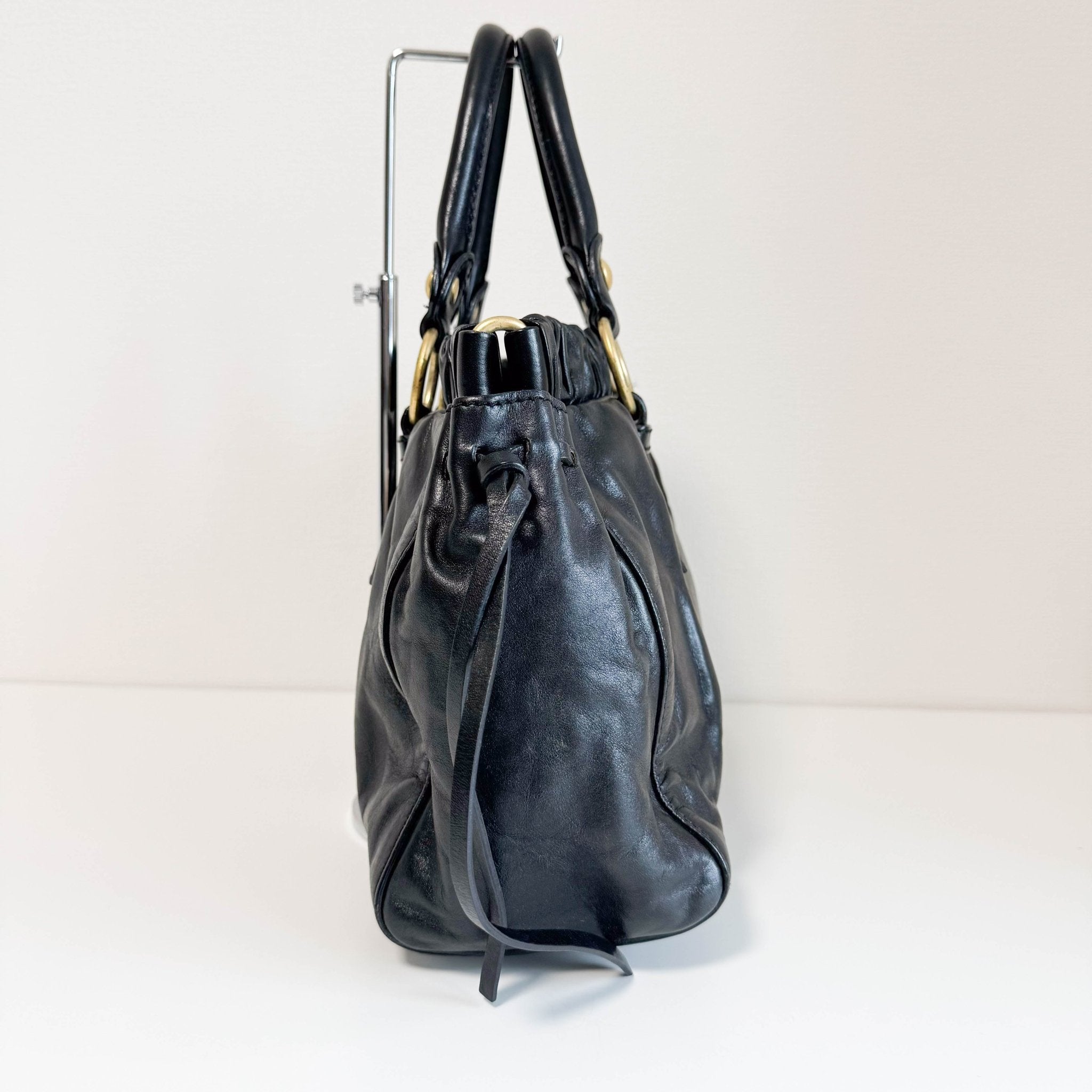 MIU MIU Leather Black Gathered Handle Shoulder Bag, in , Sold by HIVE PRELOVED - Handle Bags, ,