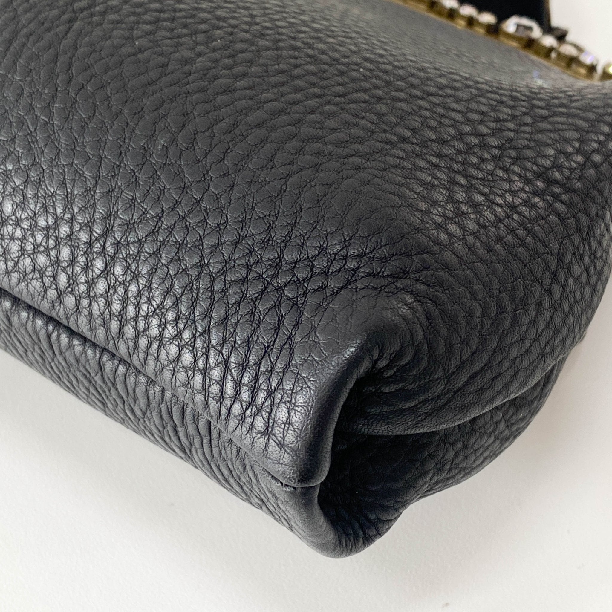 MIU MIU Leather Black Rhinestone Frame Handbag, in , Sold by HIVE PRELOVED - Shoulder Bags, ,