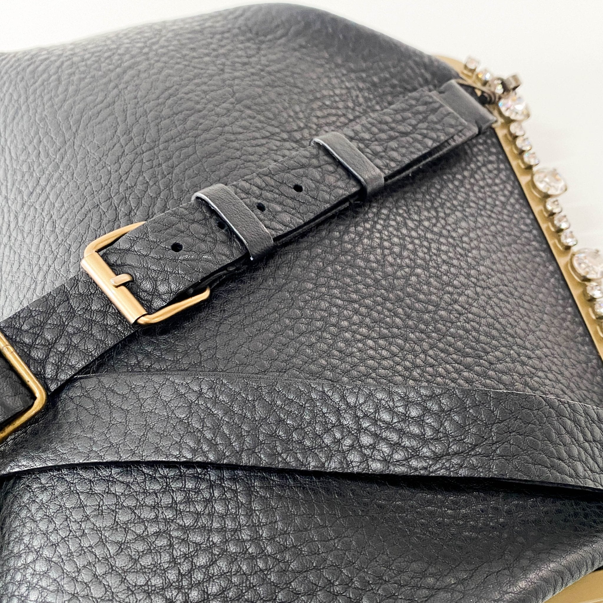 MIU MIU Leather Black Rhinestone Frame Handbag, in , Sold by HIVE PRELOVED - Shoulder Bags, ,