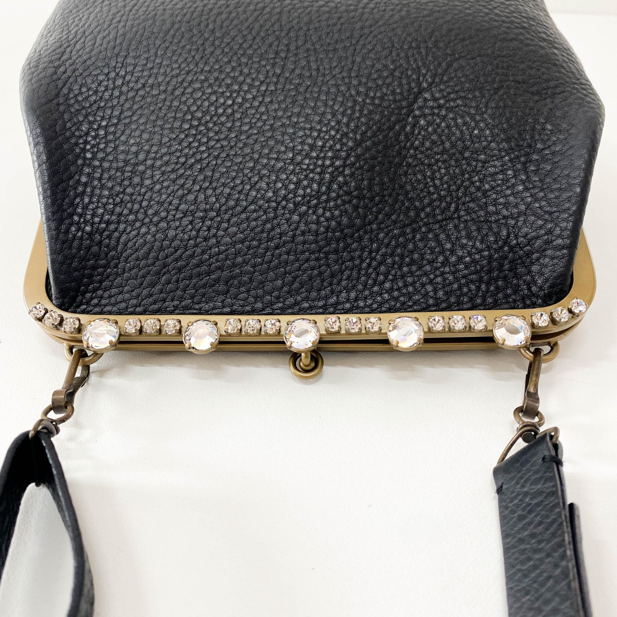 MIU MIU Leather Black Rhinestone Frame Handbag, in , Sold by HIVE PRELOVED - Shoulder Bags, ,