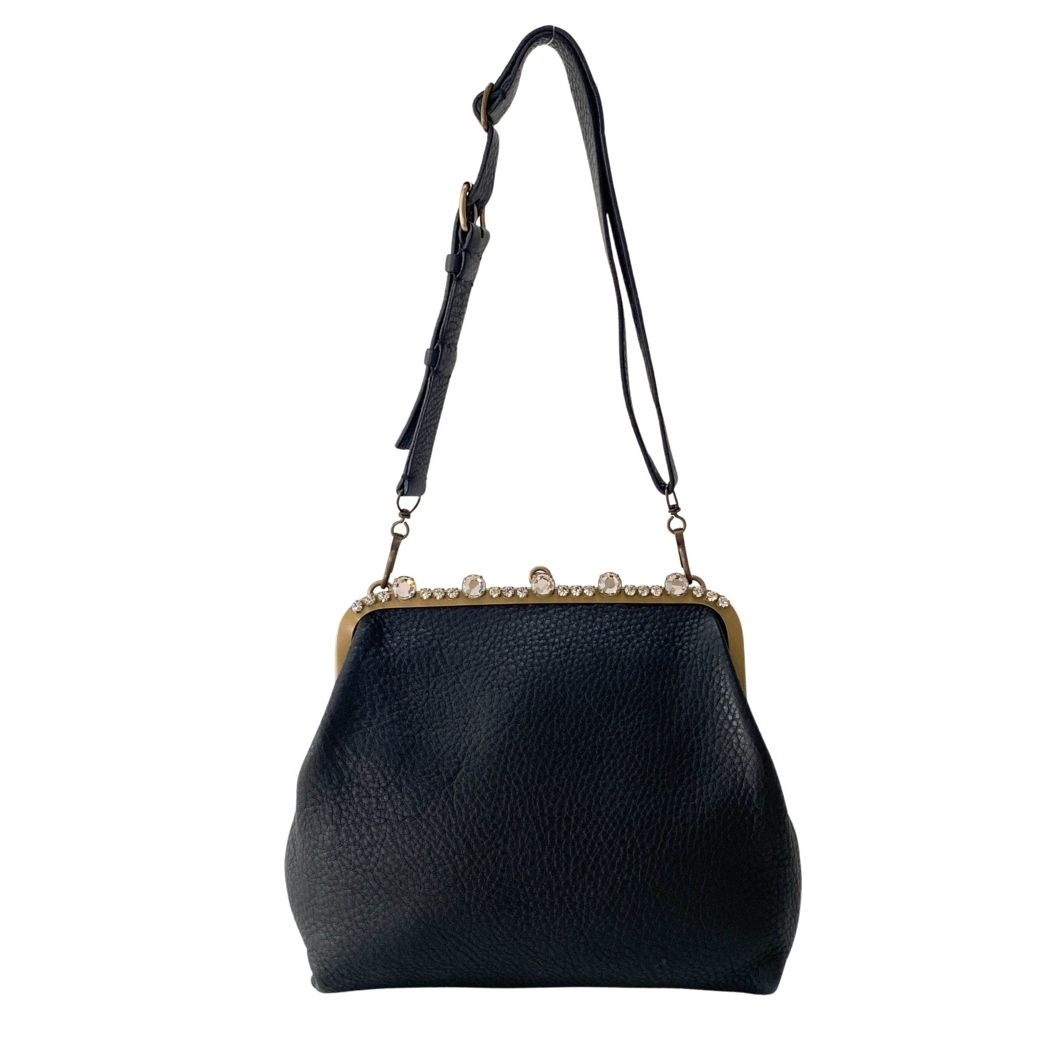 MIU MIU Leather Black Rhinestone Frame Handbag, in , Sold by HIVE PRELOVED - Shoulder Bags, ,