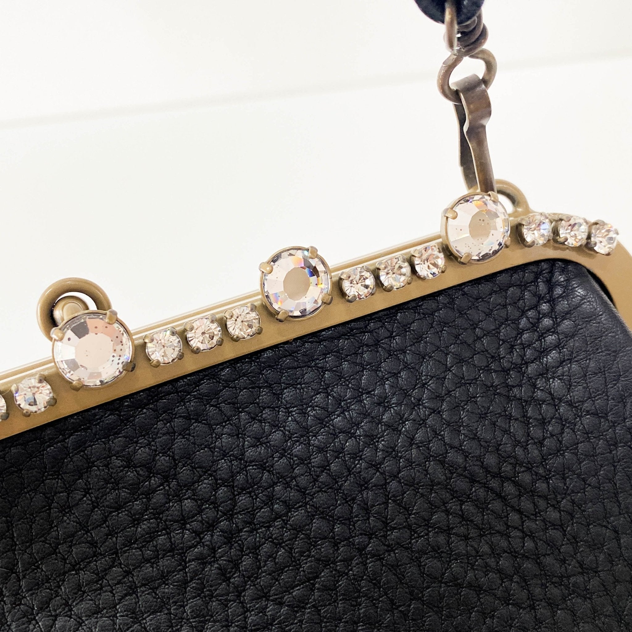 MIU MIU Leather Black Rhinestone Frame Handbag, in , Sold by HIVE PRELOVED - Shoulder Bags, ,