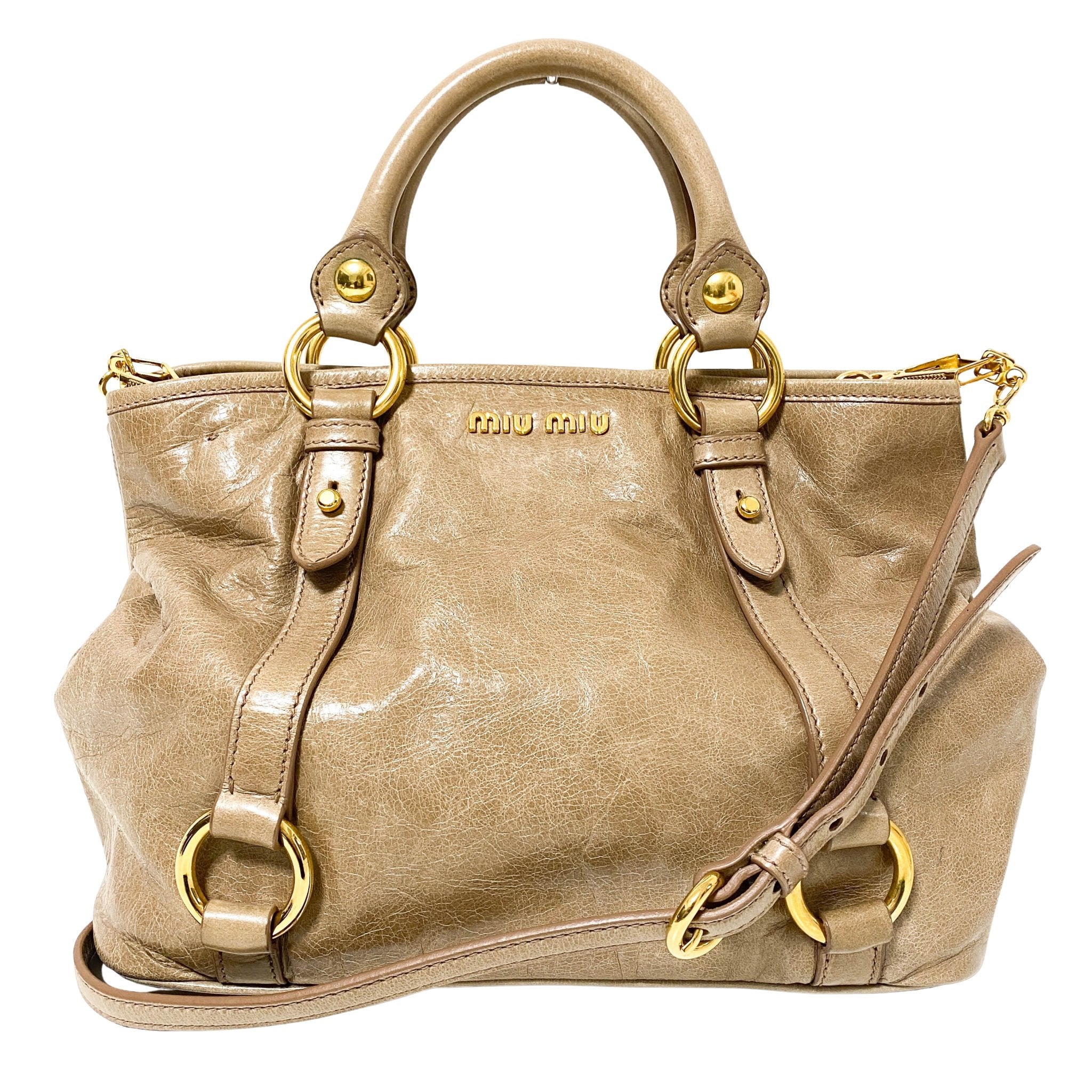 MIU MIU Leather Brown Gathered Handle Shoulder Bag, in , Sold by HIVE PRELOVED - Shoulder Bags, ,