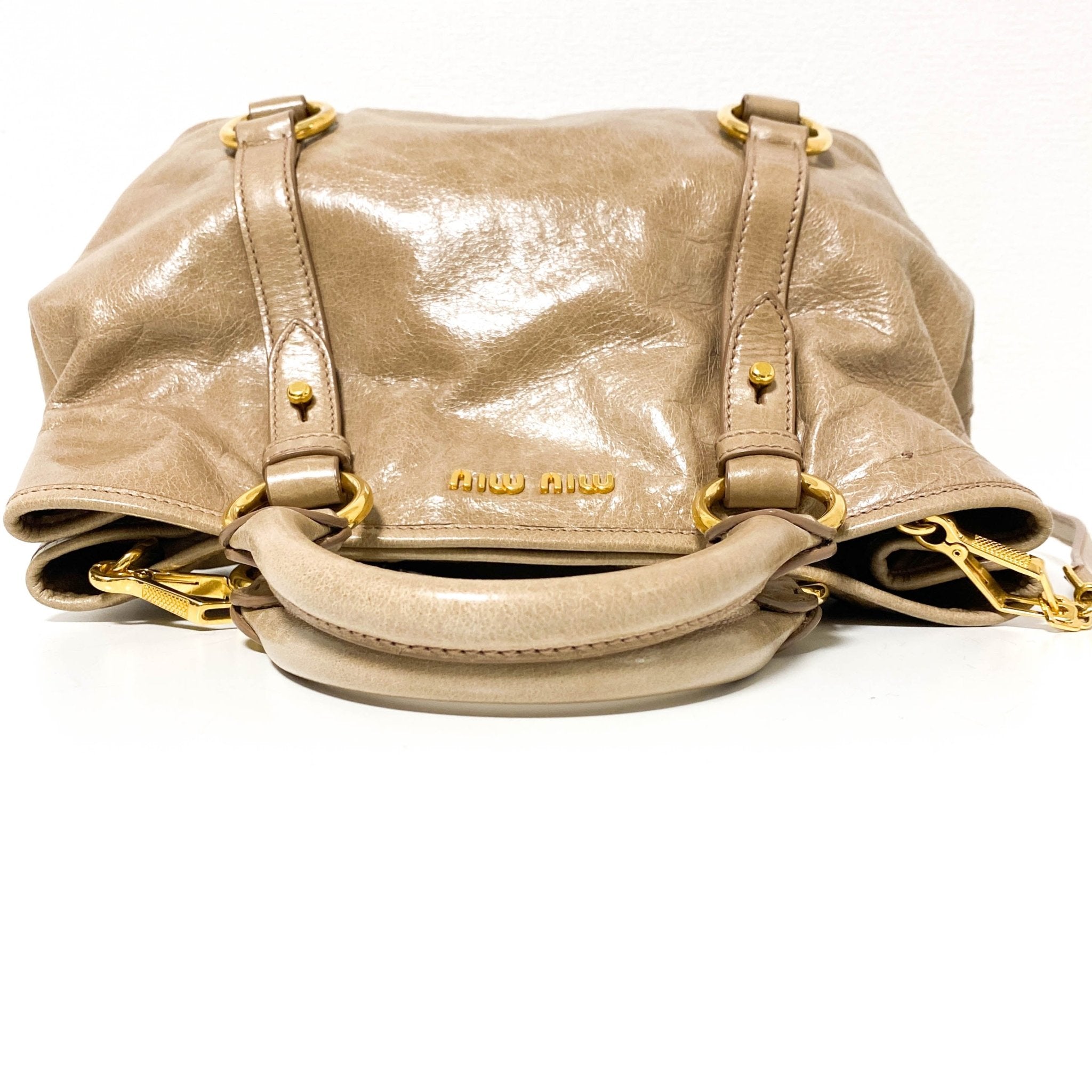MIU MIU Leather Brown Gathered Handle Shoulder Bag, in , Sold by HIVE PRELOVED - Shoulder Bags, ,