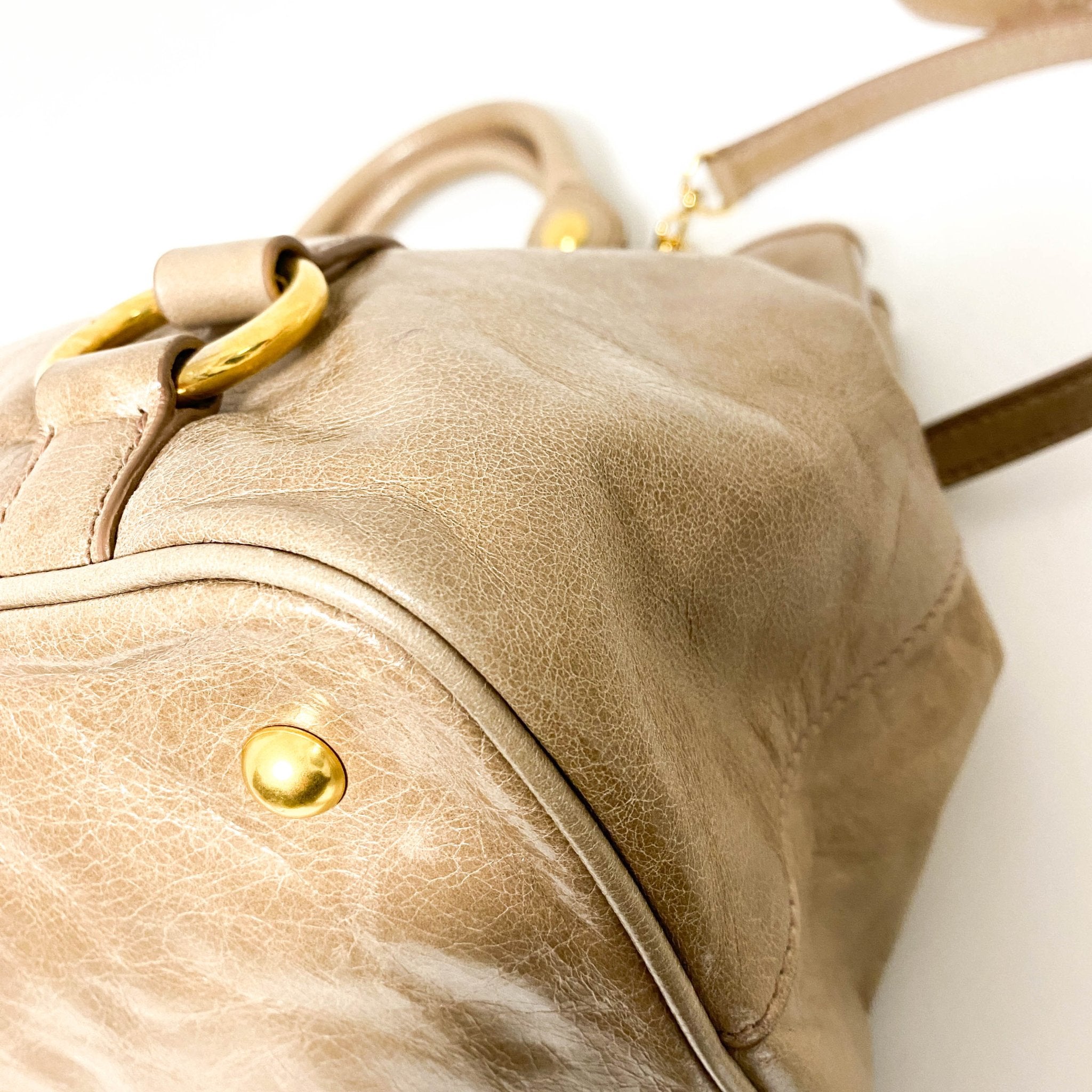 MIU MIU Leather Brown Gathered Handle Shoulder Bag, in , Sold by HIVE PRELOVED - Shoulder Bags, ,