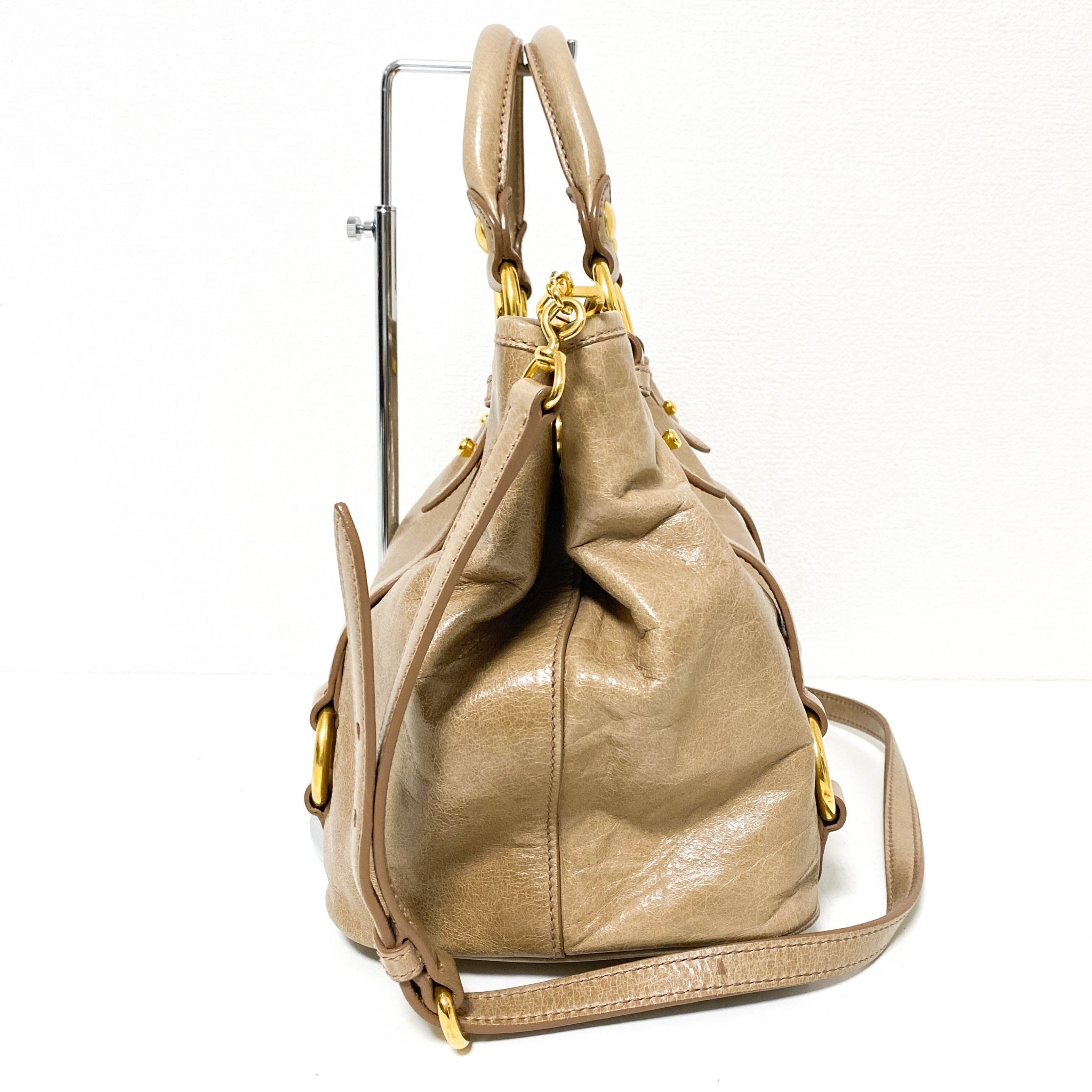 MIU MIU Leather Brown Gathered Handle Shoulder Bag, in , Sold by HIVE PRELOVED - Shoulder Bags, ,