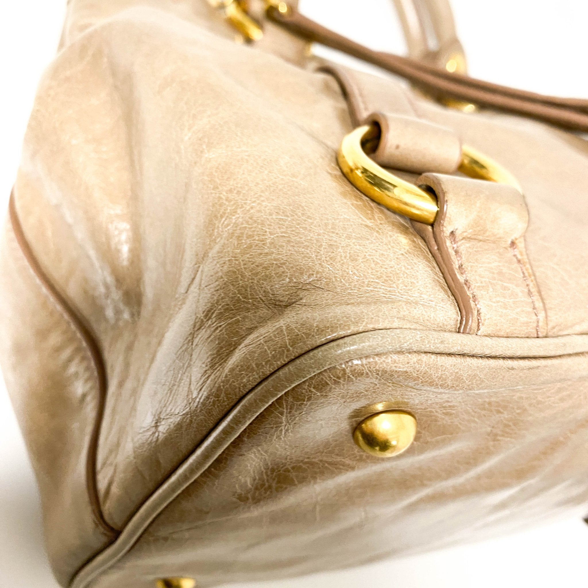 MIU MIU Leather Brown Gathered Handle Shoulder Bag, in , Sold by HIVE PRELOVED - Shoulder Bags, ,