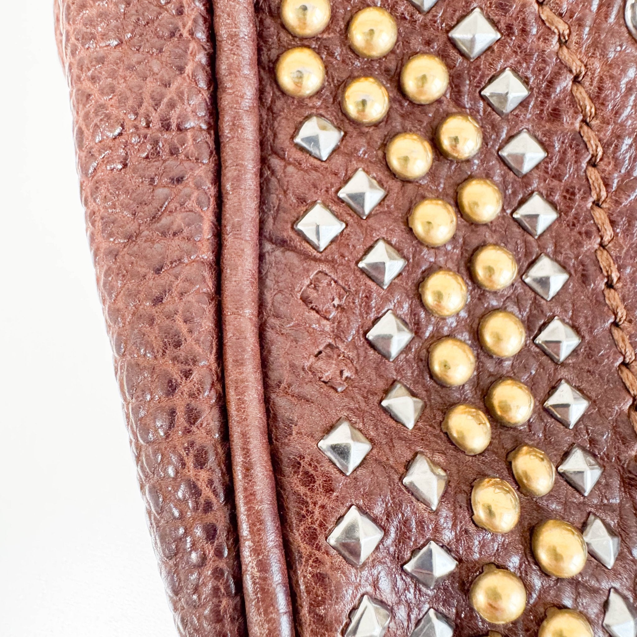 MIU MIU Leather Brown Studs Shoulder Bag, in , Sold by HIVE PRELOVED - Handle Bags, Shoulder Bags,