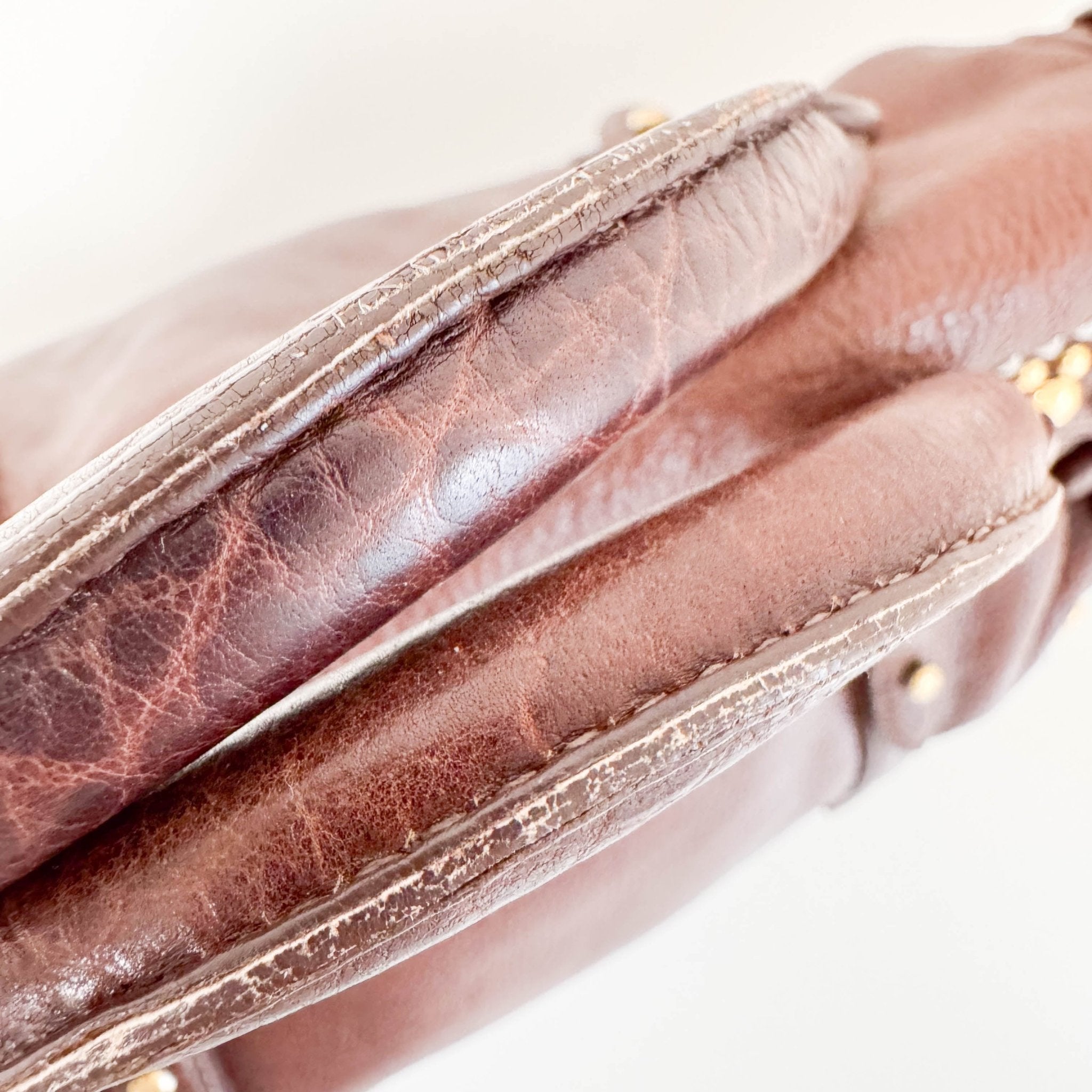 MIU MIU Leather Brown Studs Shoulder Bag, in , Sold by HIVE PRELOVED - Handle Bags, Shoulder Bags,