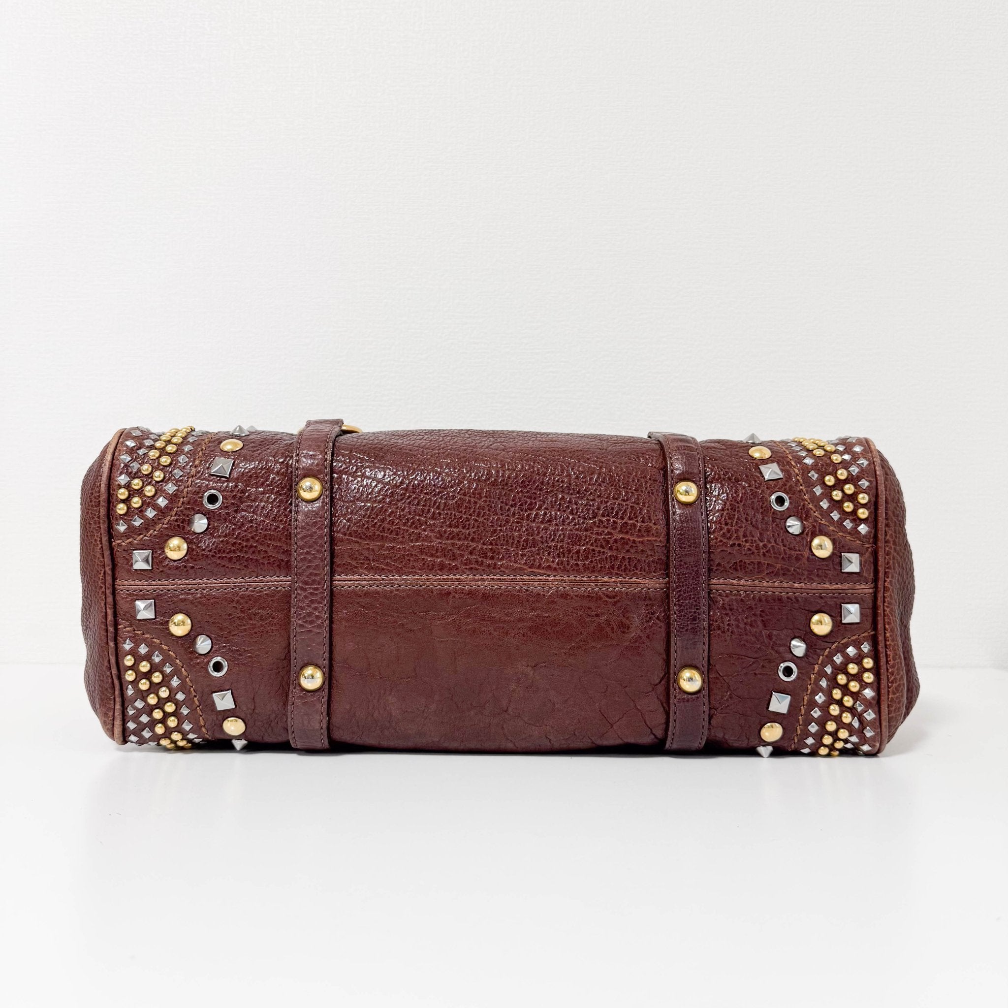 MIU MIU Leather Brown Studs Shoulder Bag, in , Sold by HIVE PRELOVED - Handle Bags, Shoulder Bags,