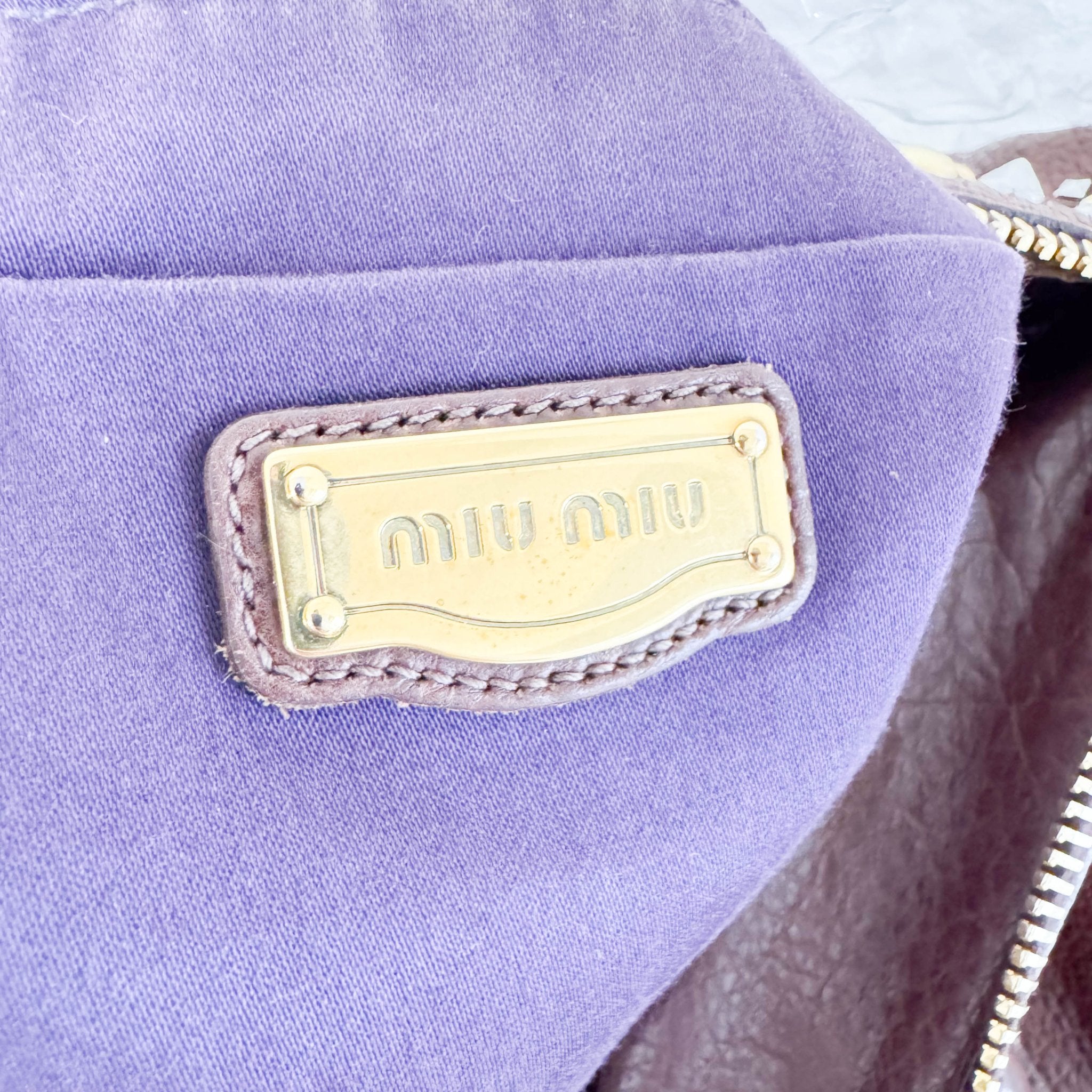 MIU MIU Leather Brown Studs Shoulder Bag, in , Sold by HIVE PRELOVED - Handle Bags, Shoulder Bags,