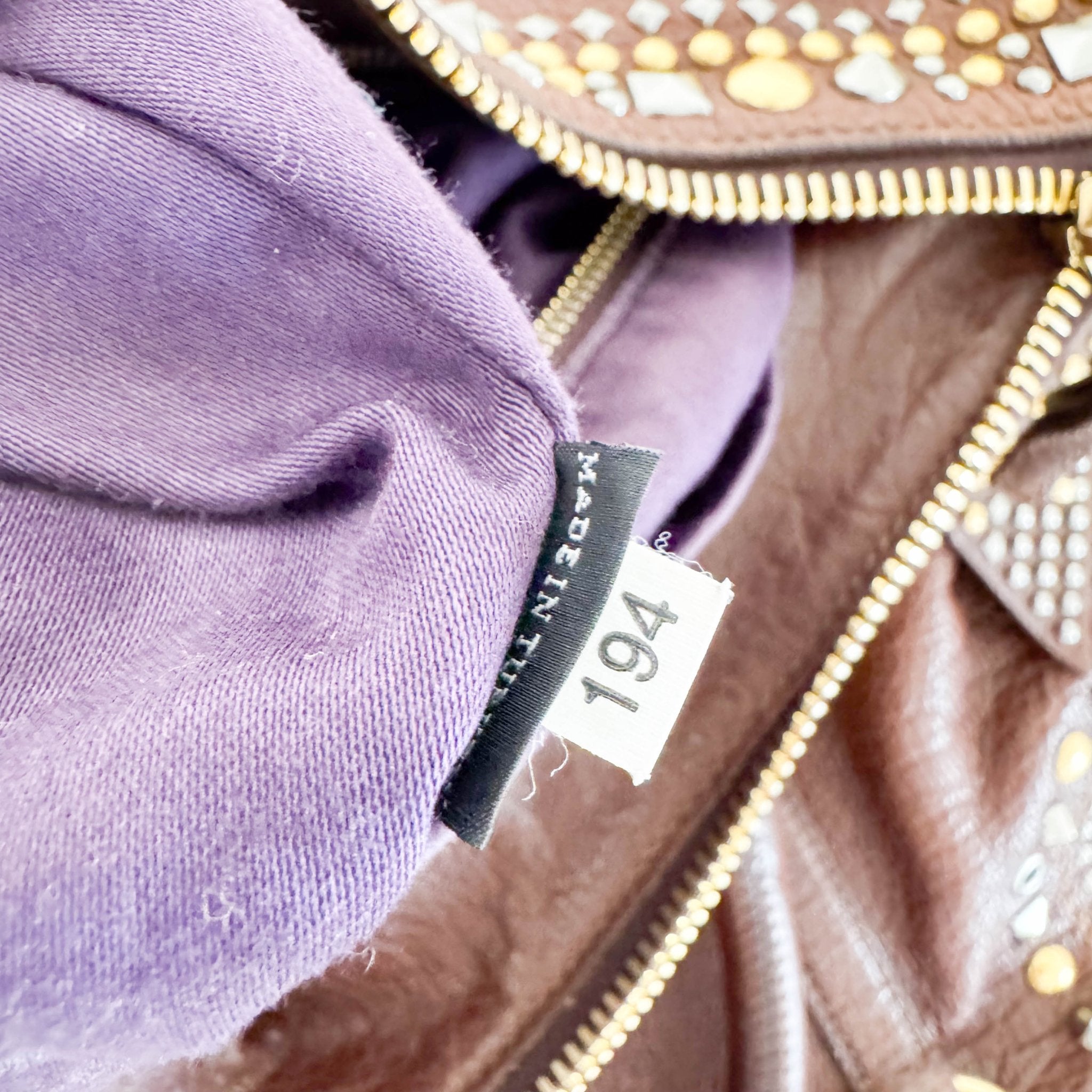 MIU MIU Leather Brown Studs Shoulder Bag, in , Sold by HIVE PRELOVED - Handle Bags, Shoulder Bags,