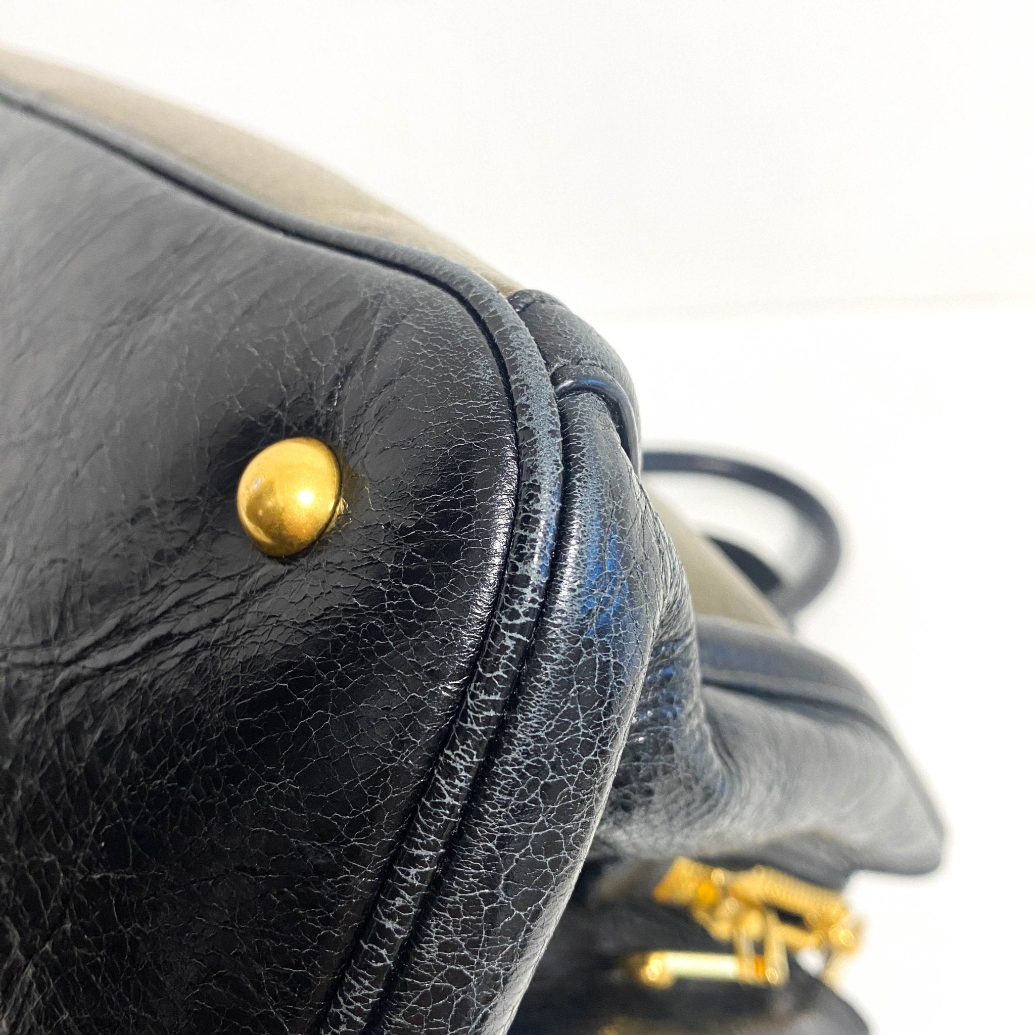 MIU MIU Leather Totes Khaki Black with Shoulder Strap, in , Sold by HIVE PRELOVED - Handle Bags, ,