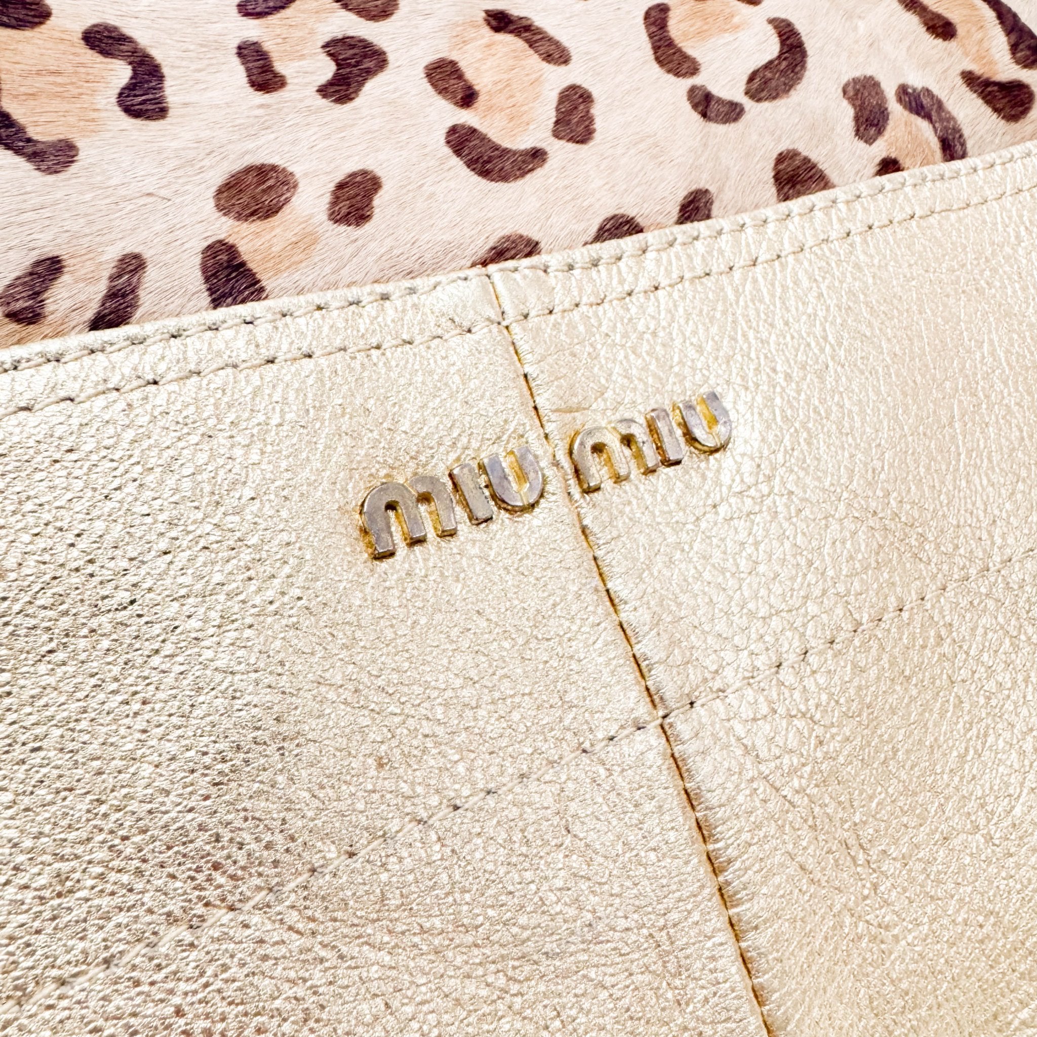 MIU MIU Leopard Print Pony Hair & Golden Details Shoulder Bag, in , Sold by HIVE PRELOVED - Shoulder Bags, ,