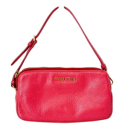 MIU MIU Madras Pink Leather Double Zipper Mini Camera Handbag, in , Sold by HIVE PRELOVED - Handle Bags, Mini bags,