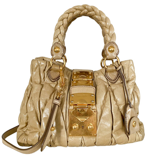 MIU MIU Matelassé Beige Leather Shoulder Bag / Tote, in , Sold by HIVE PRELOVED - Handle Bags, ,