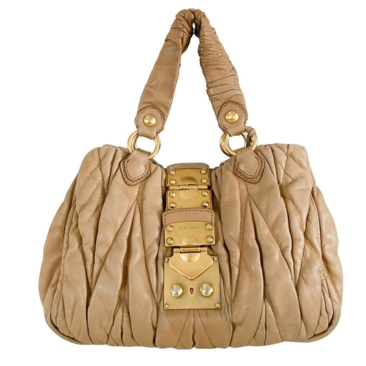 MIU MIU Matelassé Beige Leather Shoulder Bag / Tote, in , Sold by HIVE PRELOVED - Handle Bags, ,