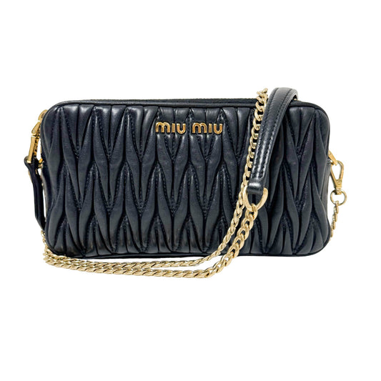 MIU MIU Matelassé Black Lambskin Leather Camera Case Mini Chain Crossbody Bag, in , Sold by HIVE PRELOVED - Crossbody bags, ,