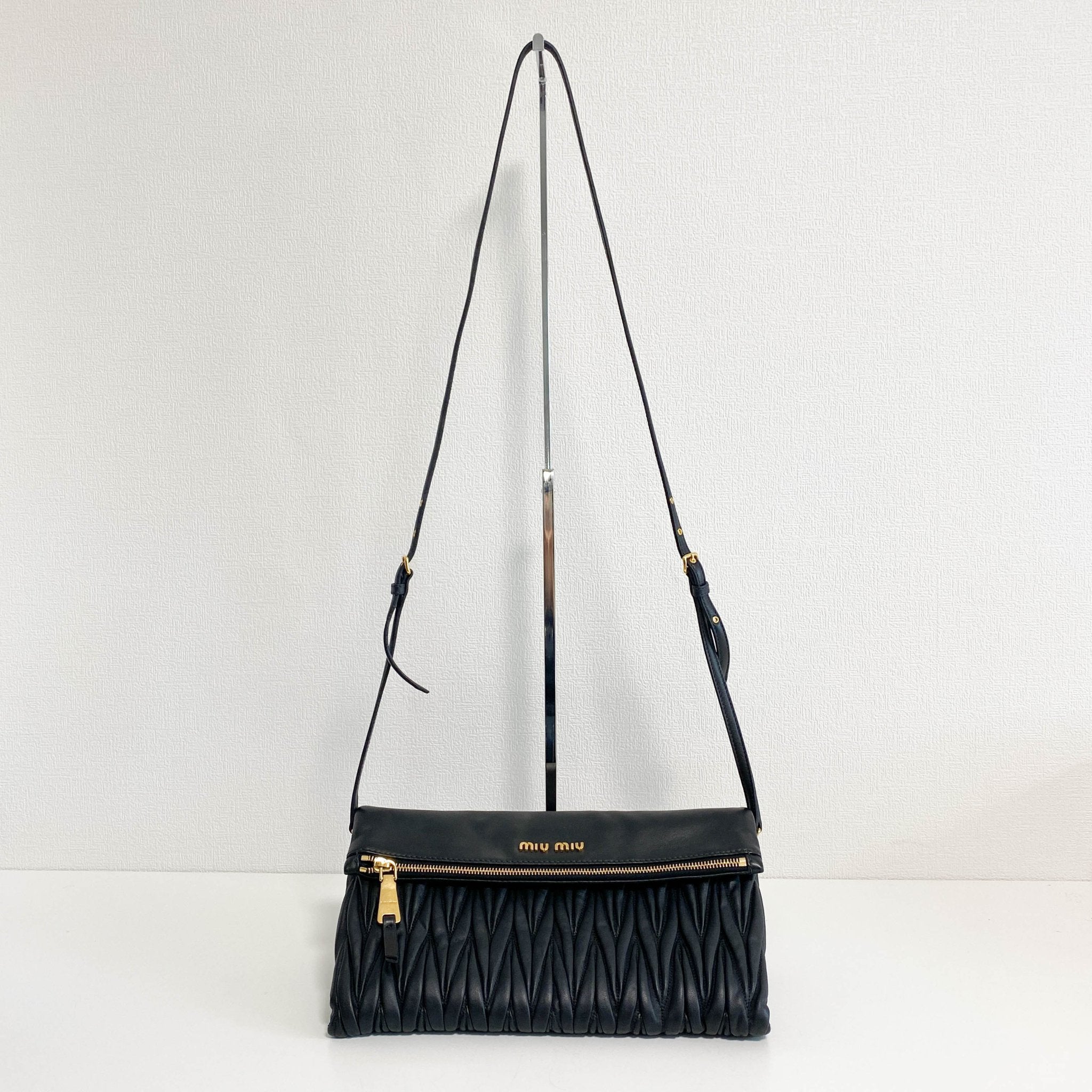 MIU MIU Matelasse Black Lambskin Leather Crossbody Clutch Bag, in , Sold by HIVE PRELOVED - Clutch bags, Crossbody bags,